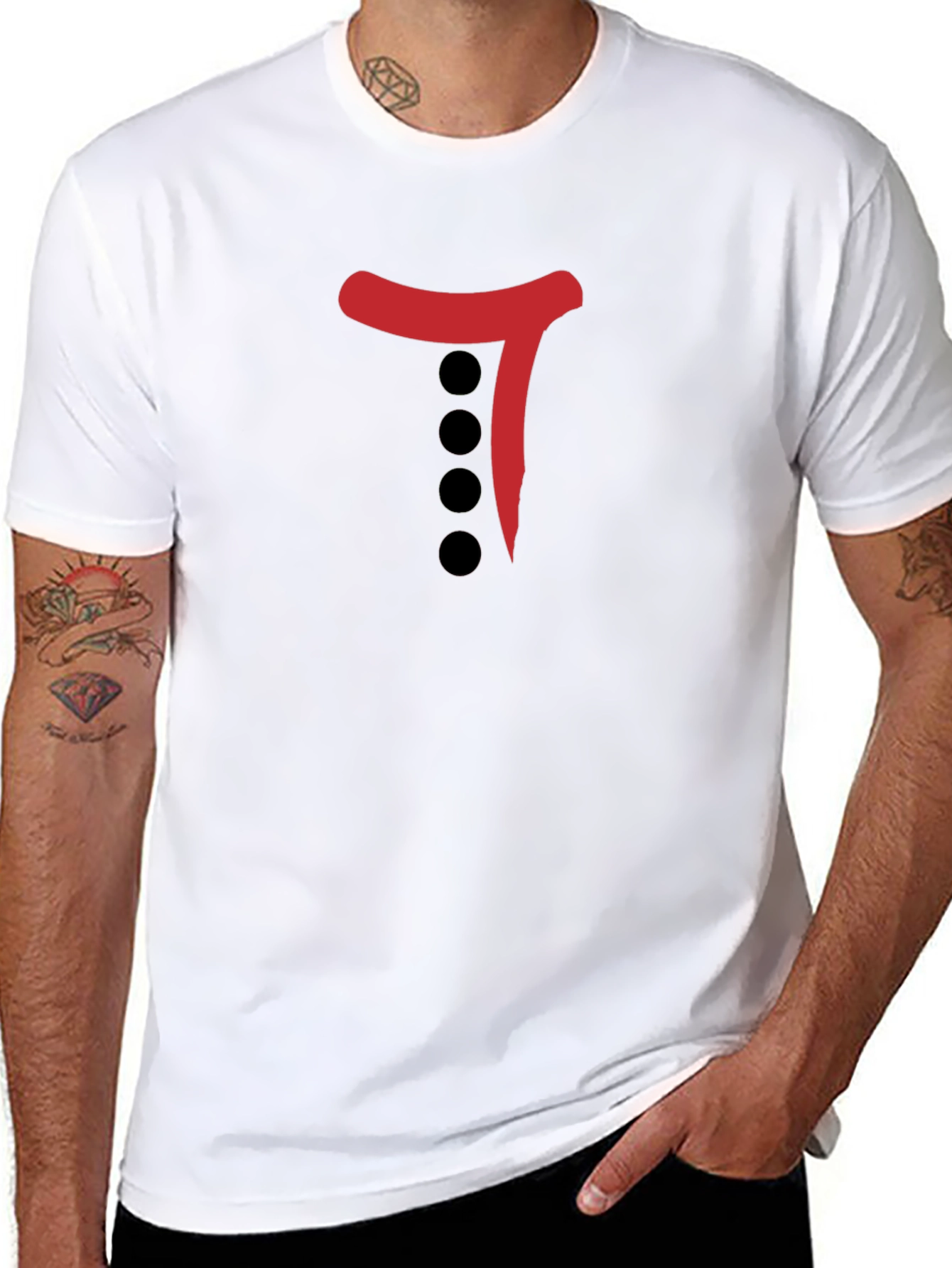 Black T-Shirt with Red & Black Graphic Print