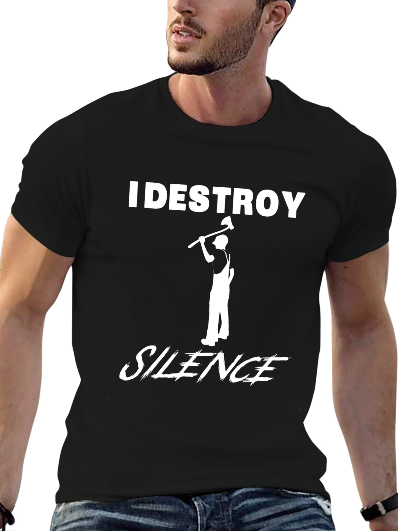 I Destroy Silence T-Shirt Lumberjack Axe Tee
