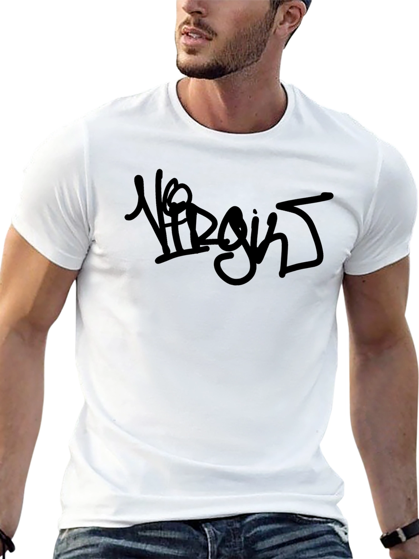 Black Virgin T-Shirt - Graffiti Style Print