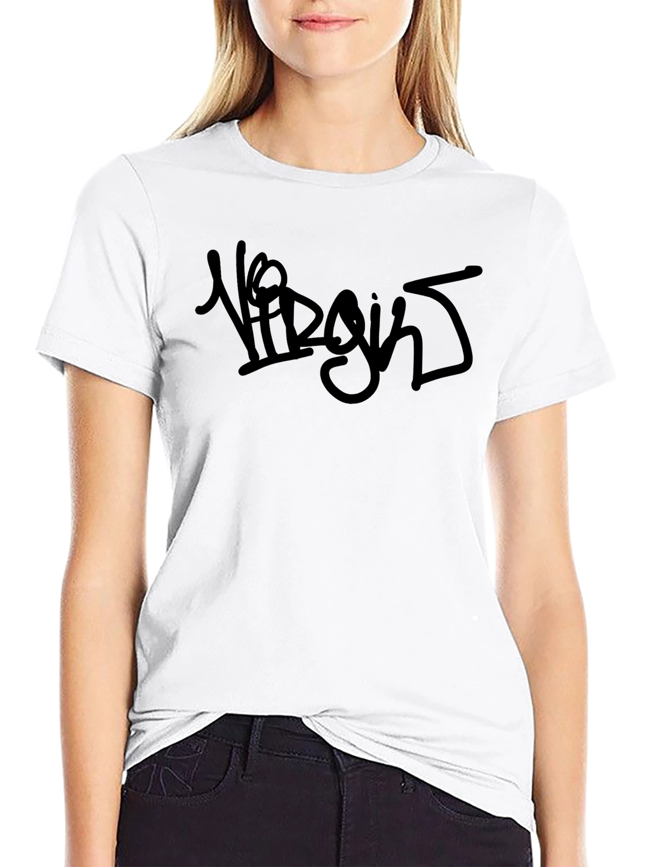 Black Virgin T-Shirt - Graffiti Style Print