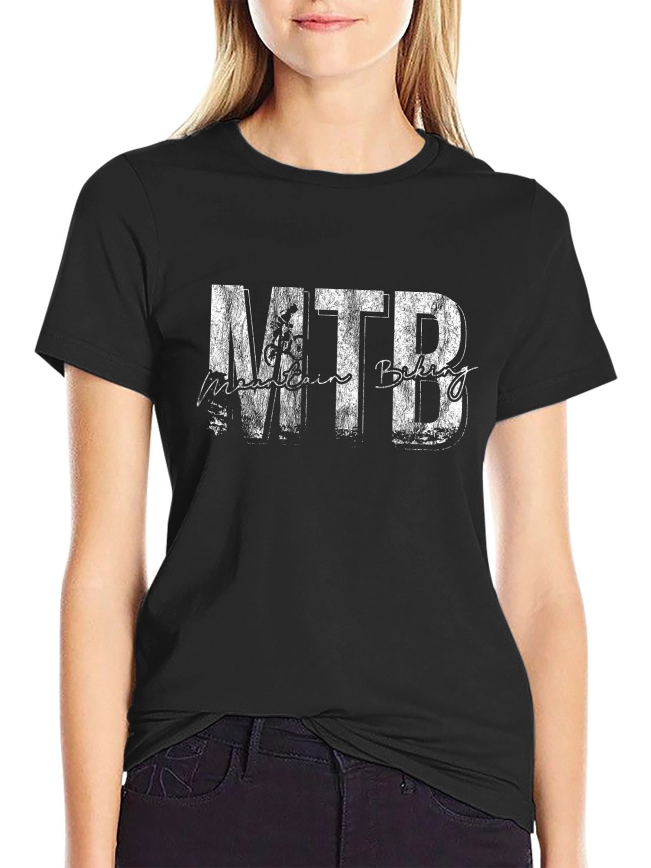 MTB Mountain Biking Graphic Tee - Black