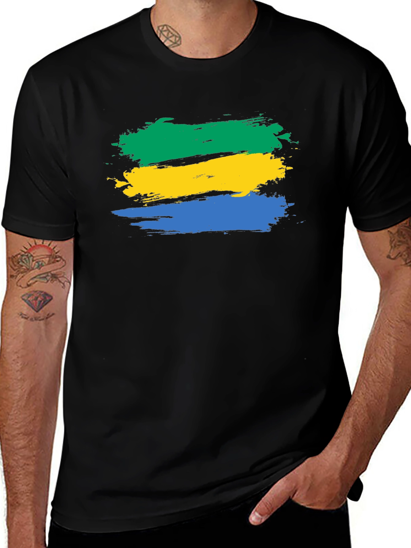 Gabon Flag Brushstroke T-Shirt