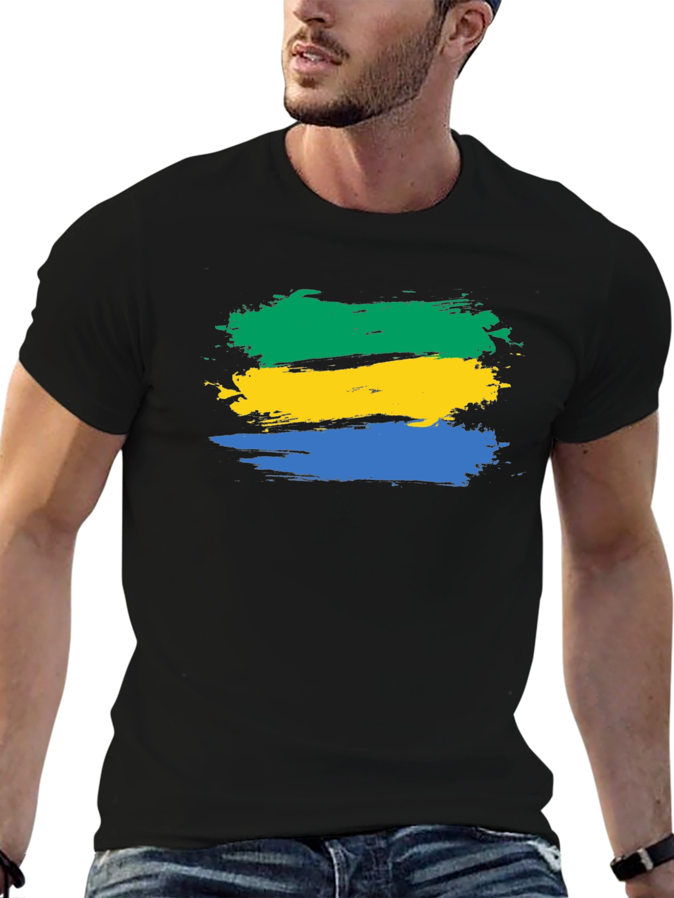 Gabon Flag Brushstroke T-Shirt