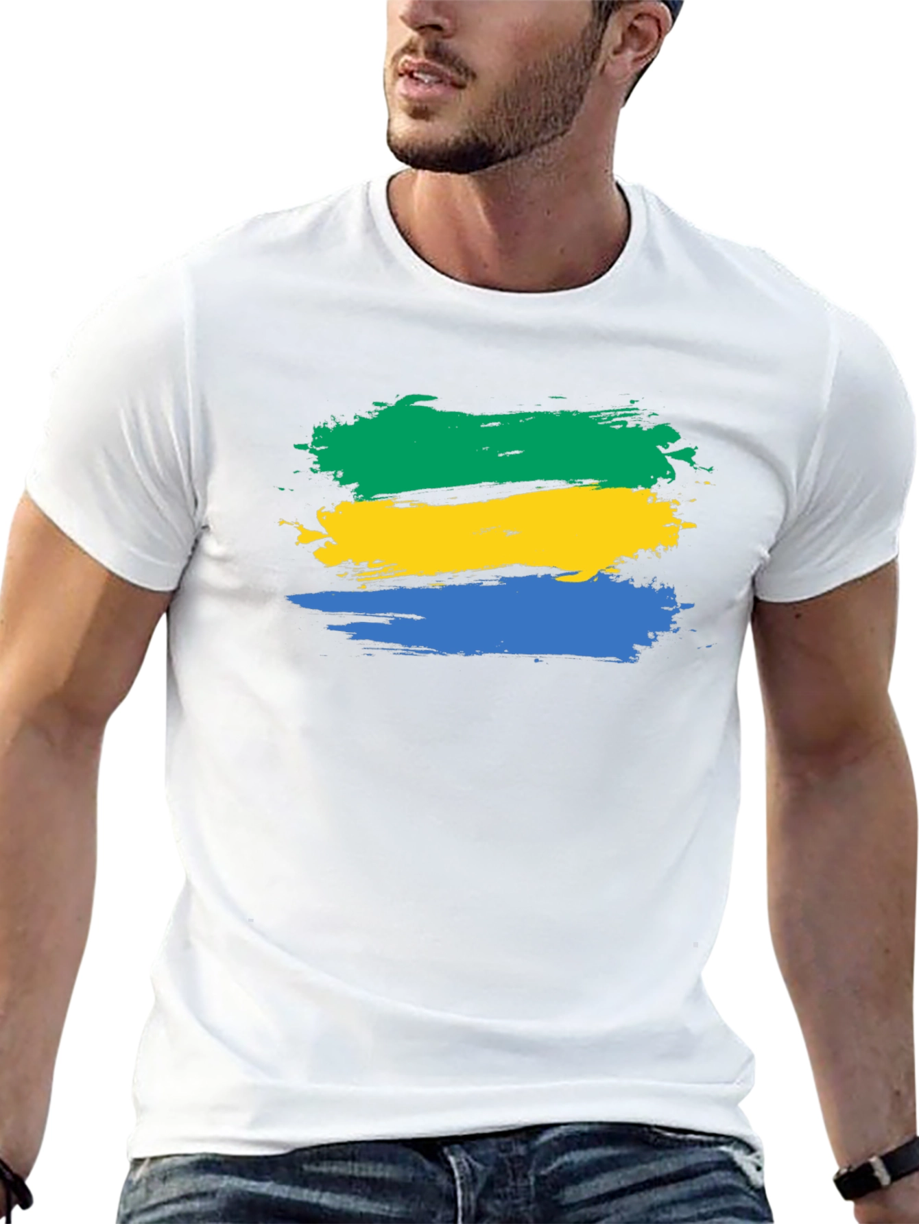 Gabon Flag Brushstroke T-Shirt