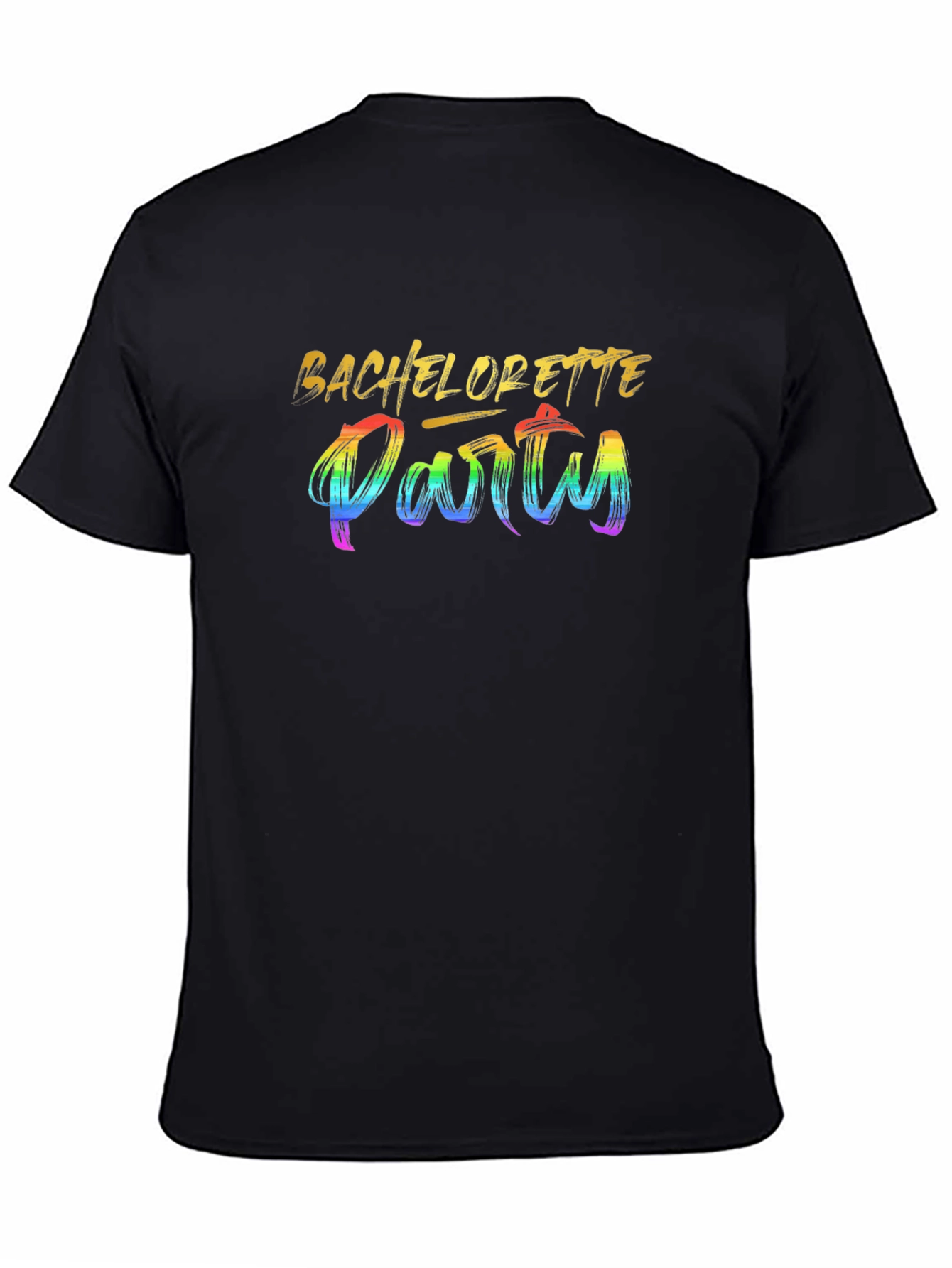 Bachelorette Party Rainbow Text Graphic Tee