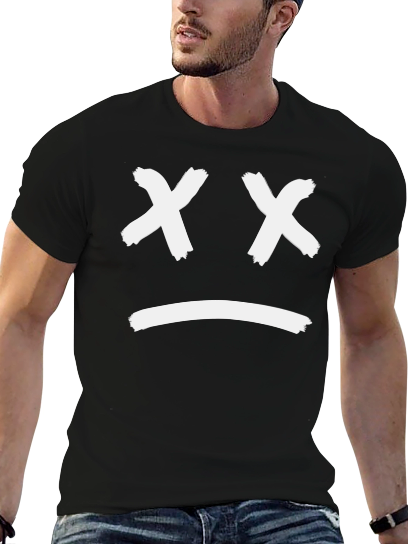 Sad Face Graphic Tee - Unisex Black T-Shirt