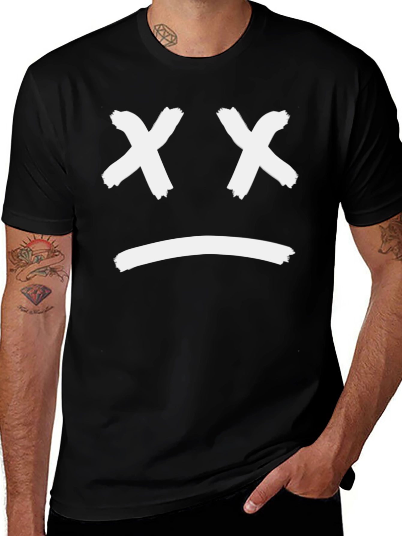 Sad Face Graphic Tee - Unisex Black T-Shirt