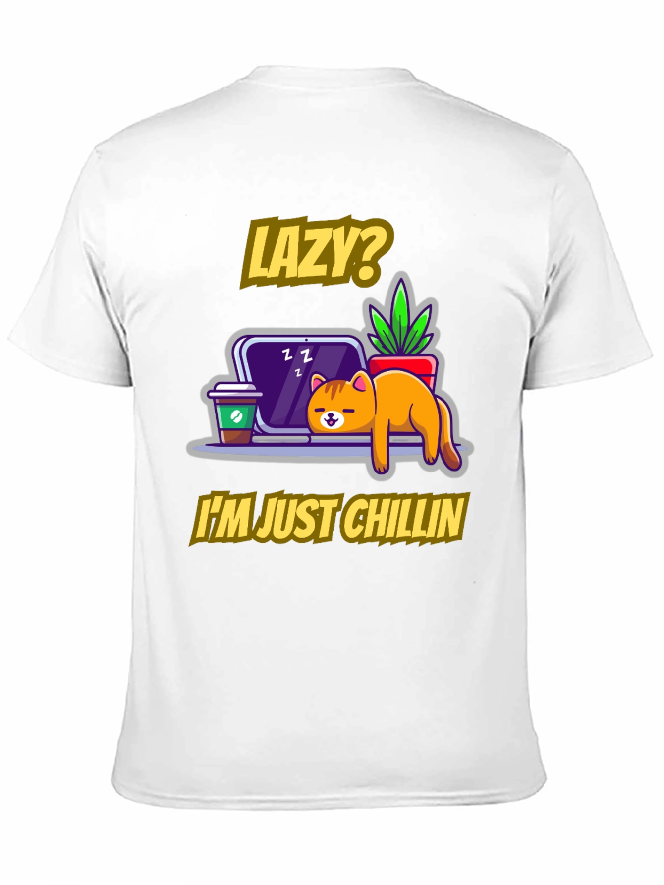 Lazy Chillin Cat Graphic Tee - Relaxed Fit