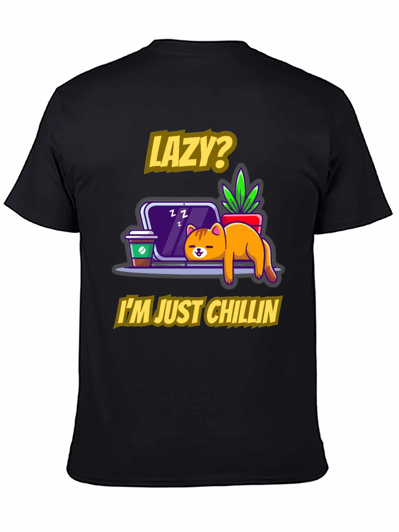 Lazy Chillin Cat Graphic Tee - Relaxed Fit