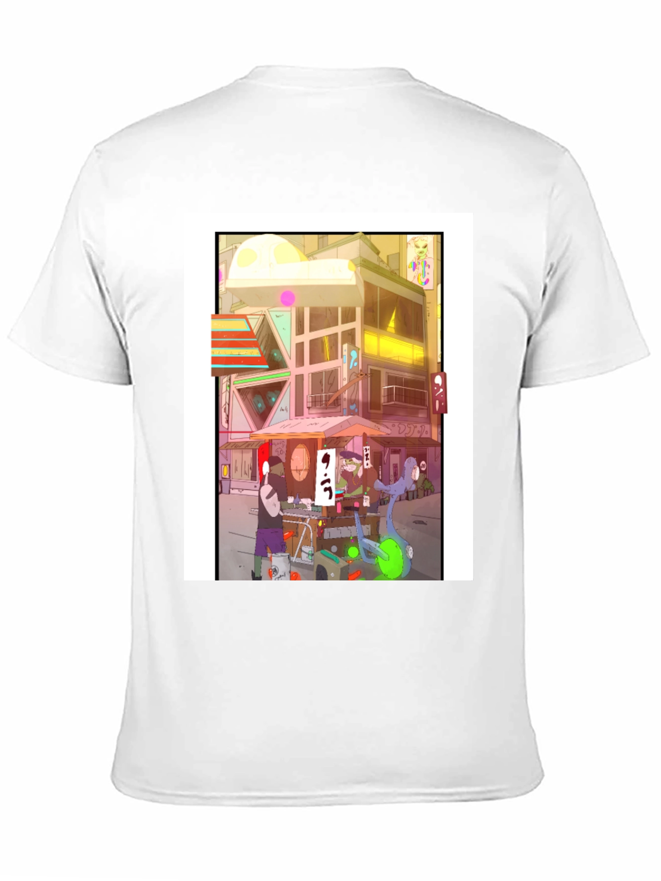 Anime City Graphic Tee - Black Casual Style