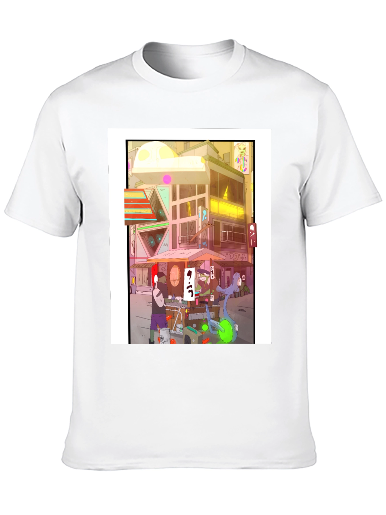 Anime City Graphic Tee - Black Casual Style