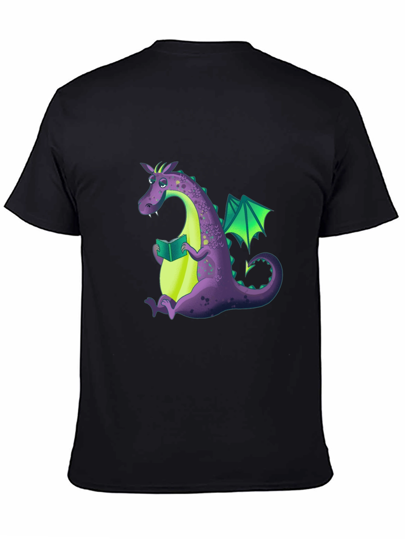 Reading Dragon Graphic Tee - Black Cotton T-Shirt