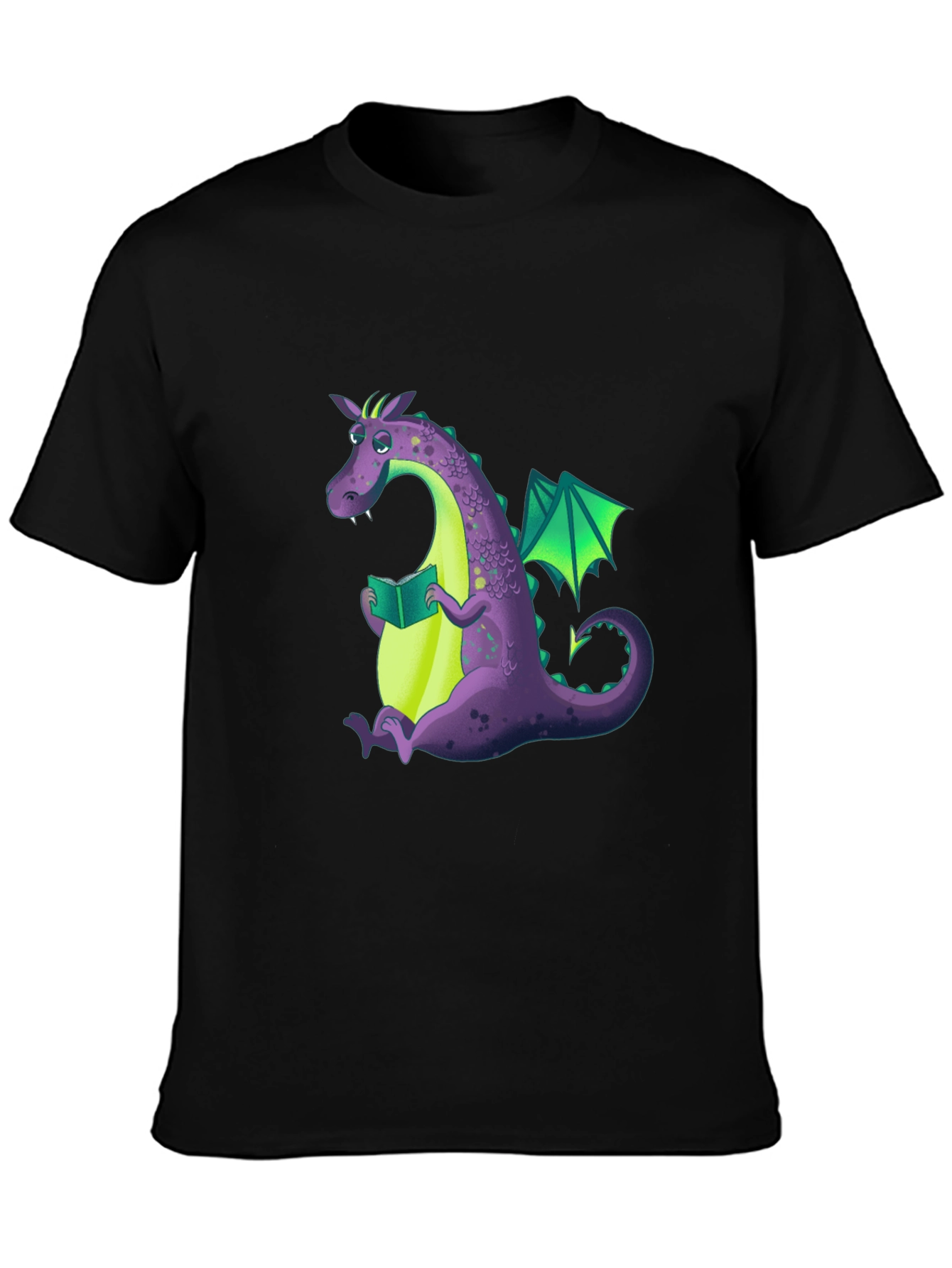 Reading Dragon Graphic Tee - Black Cotton T-Shirt