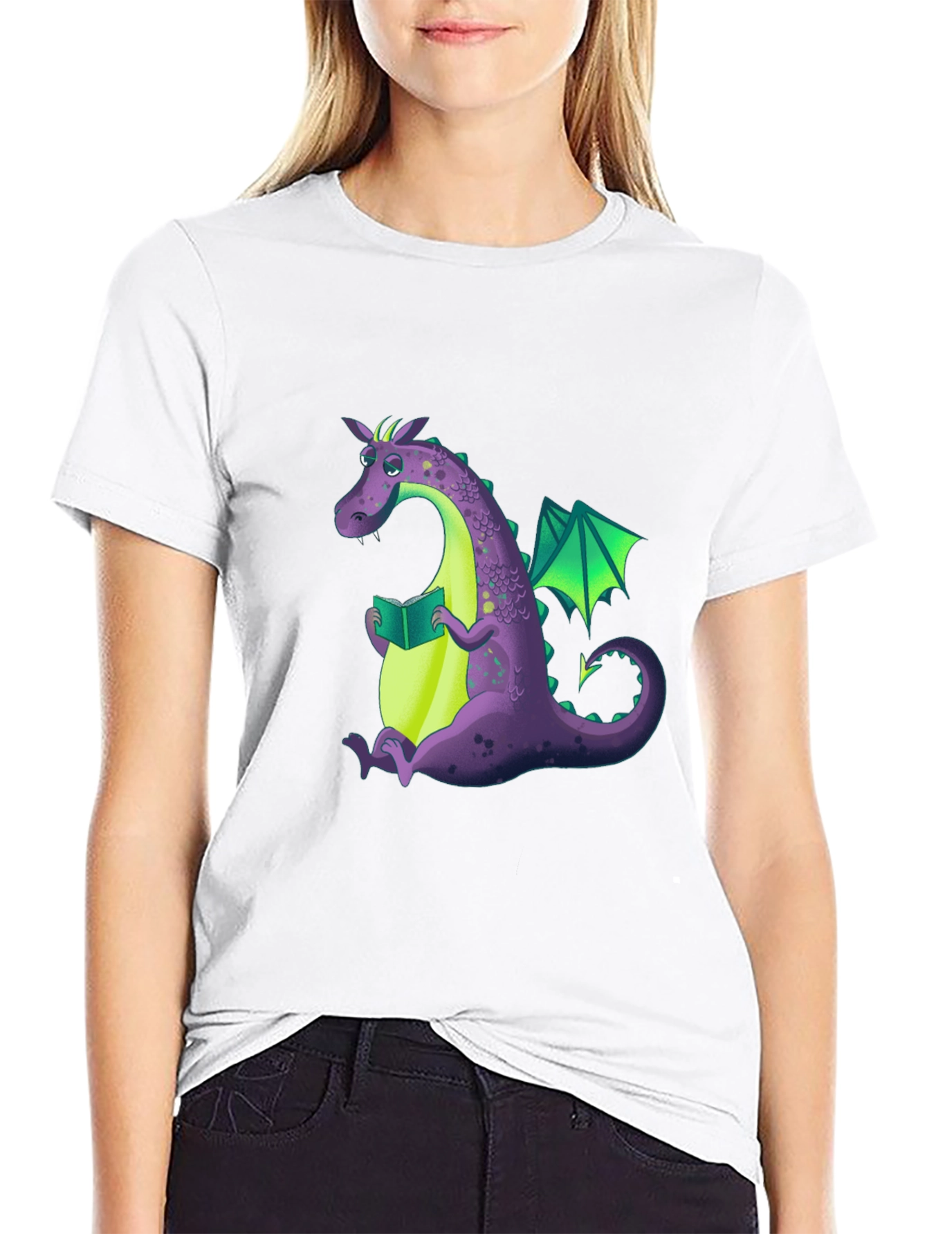 Reading Dragon Graphic Tee - Black Cotton T-Shirt