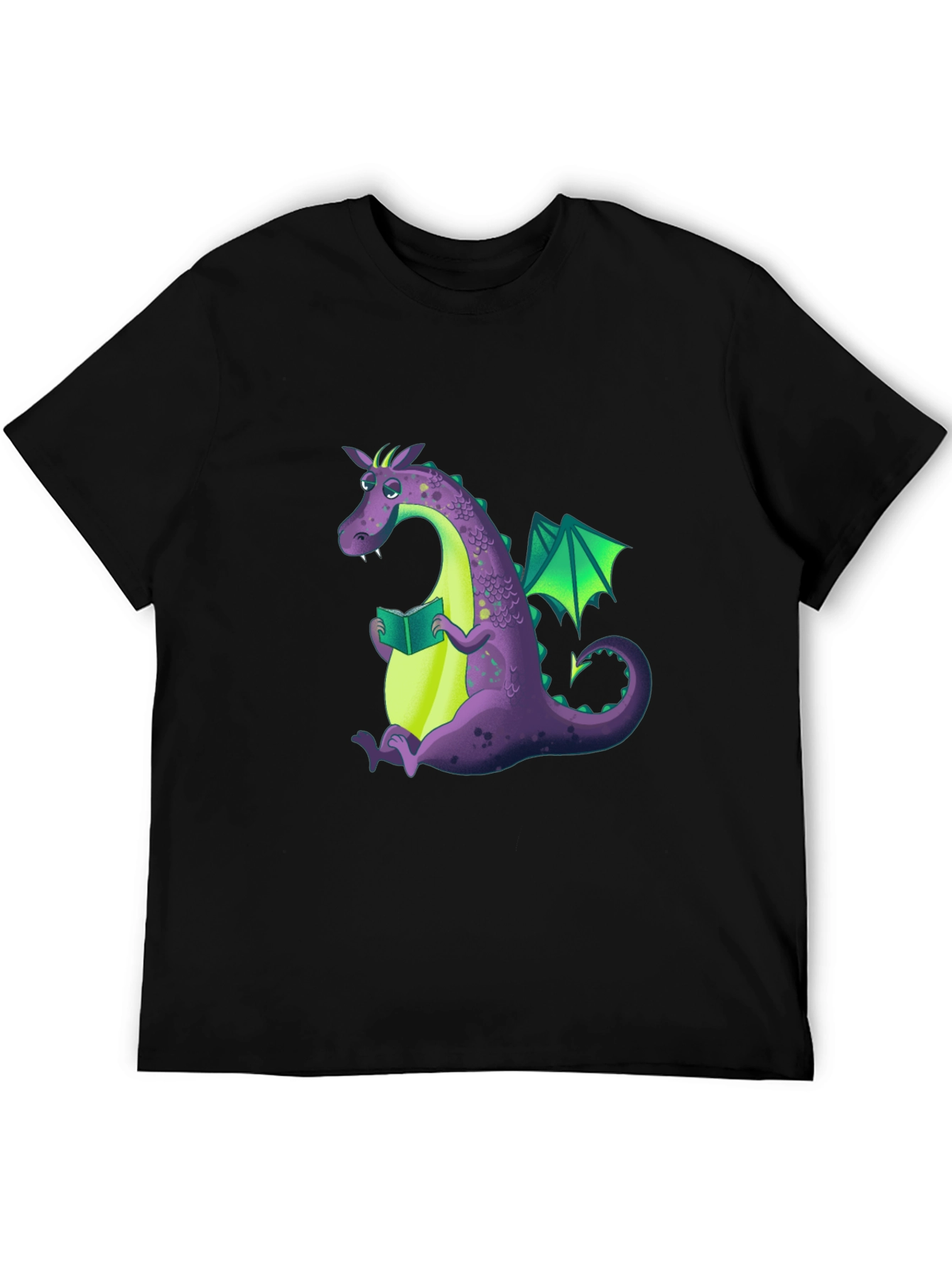 Reading Dragon Graphic Tee - Black Cotton T-Shirt