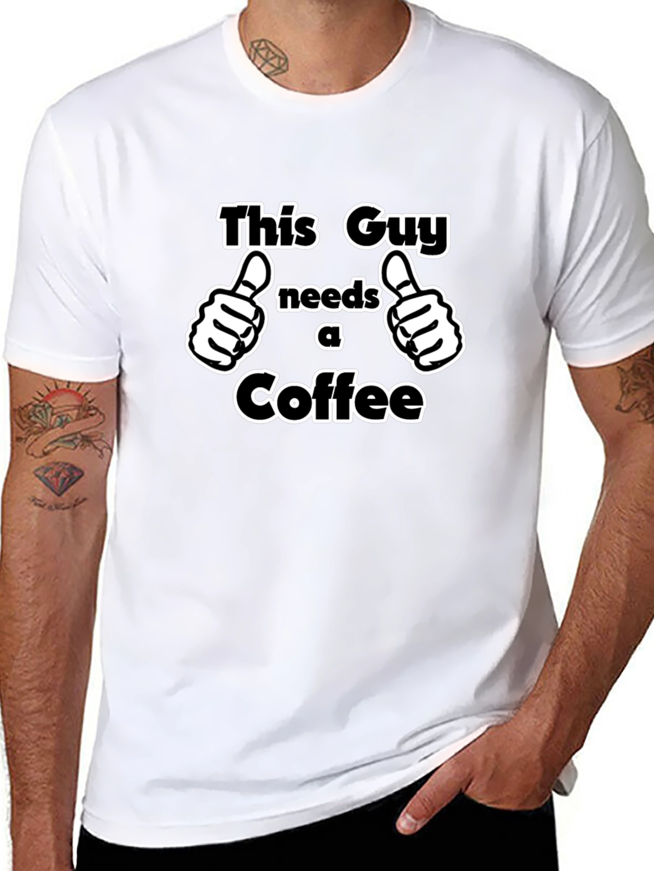 This Guy Needs Coffee T-Shirt - Funny Graphic Tee