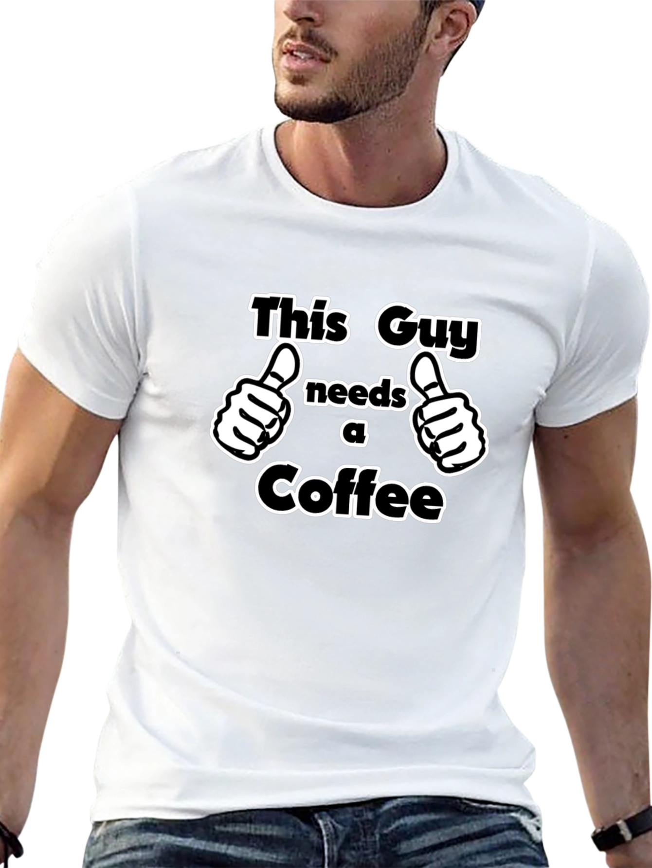 This Guy Needs Coffee T-Shirt - Funny Graphic Tee