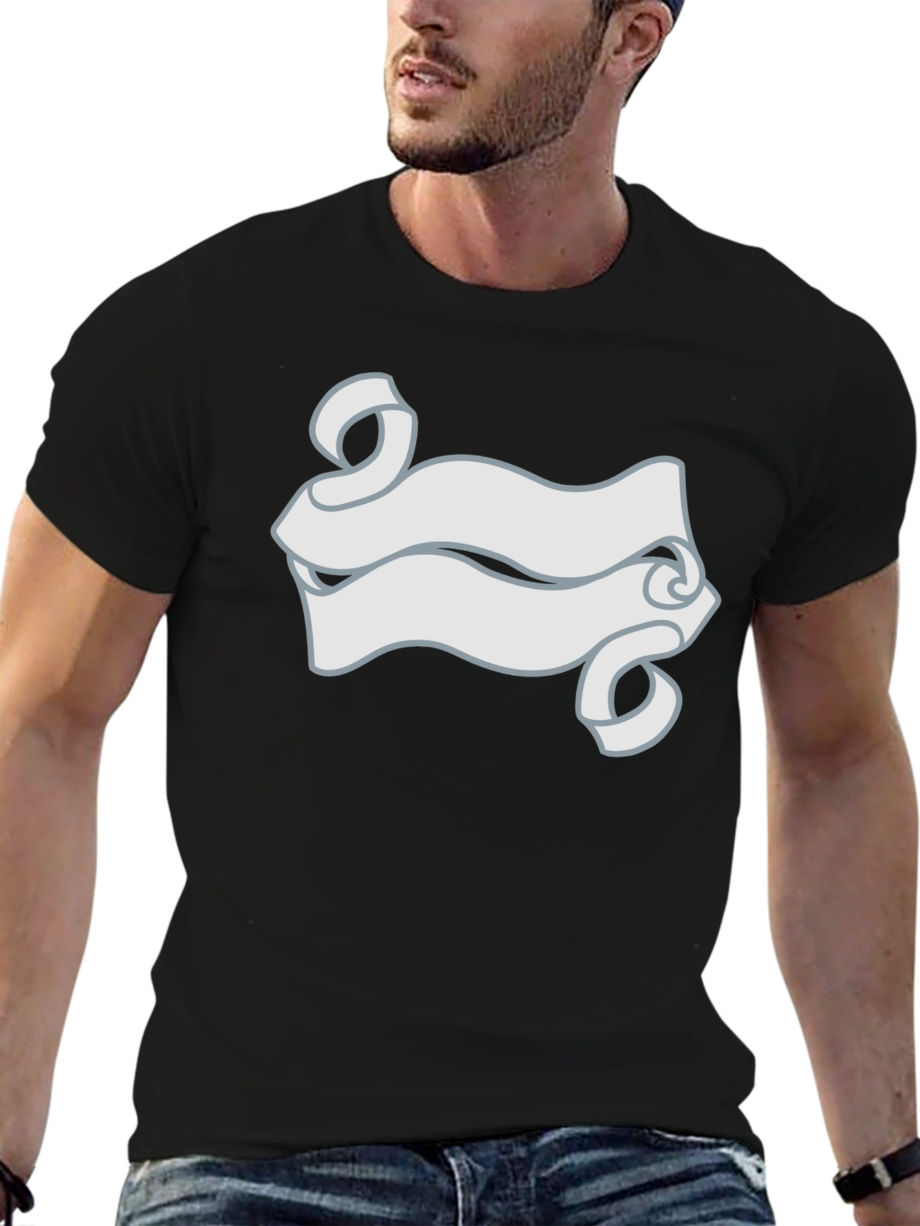 Black T-Shirt with Scroll Graphic Tee