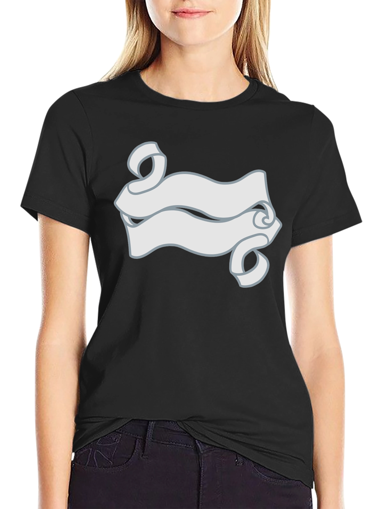 Black T-Shirt with Scroll Graphic Tee