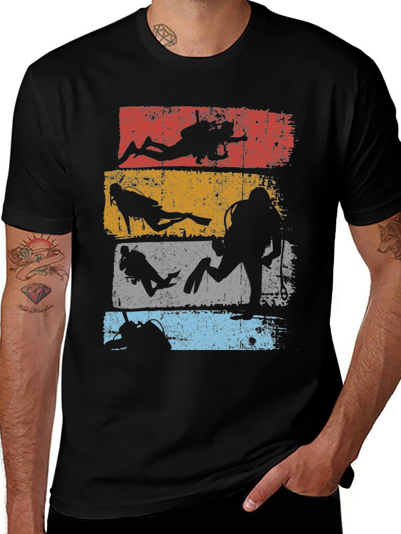 Diver Silhouette Retro T-Shirt