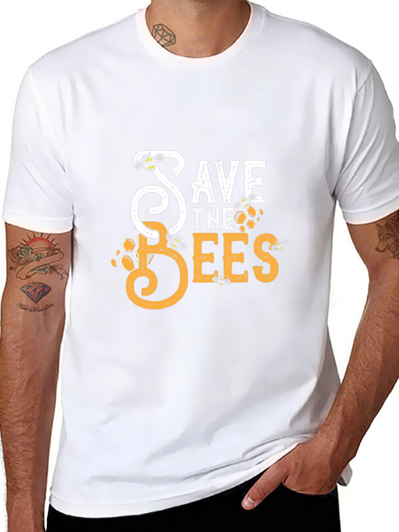 Save the Bees Graphic Tee - Black Cotton T-Shirt