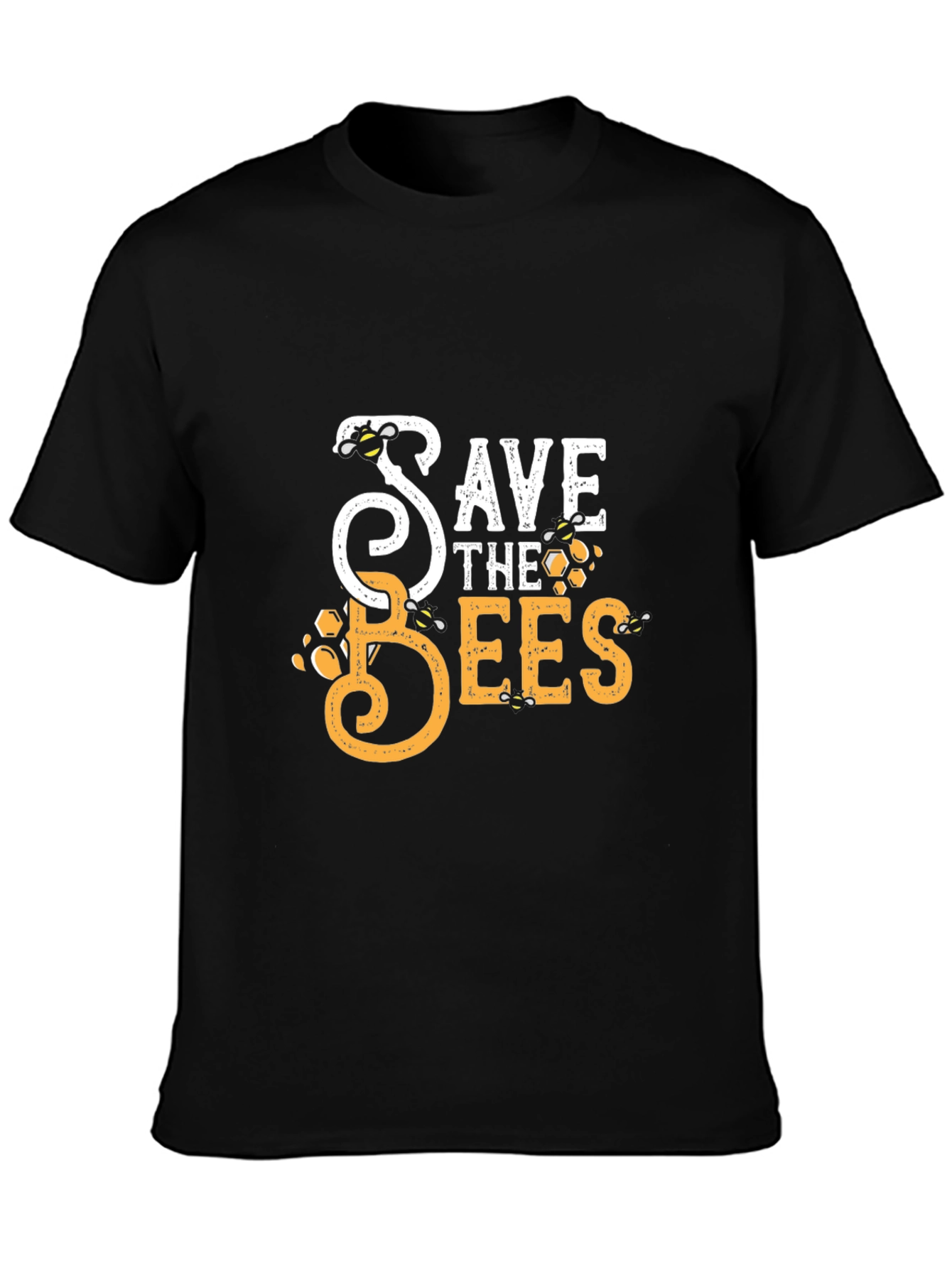 Save the Bees Graphic Tee - Black Cotton T-Shirt