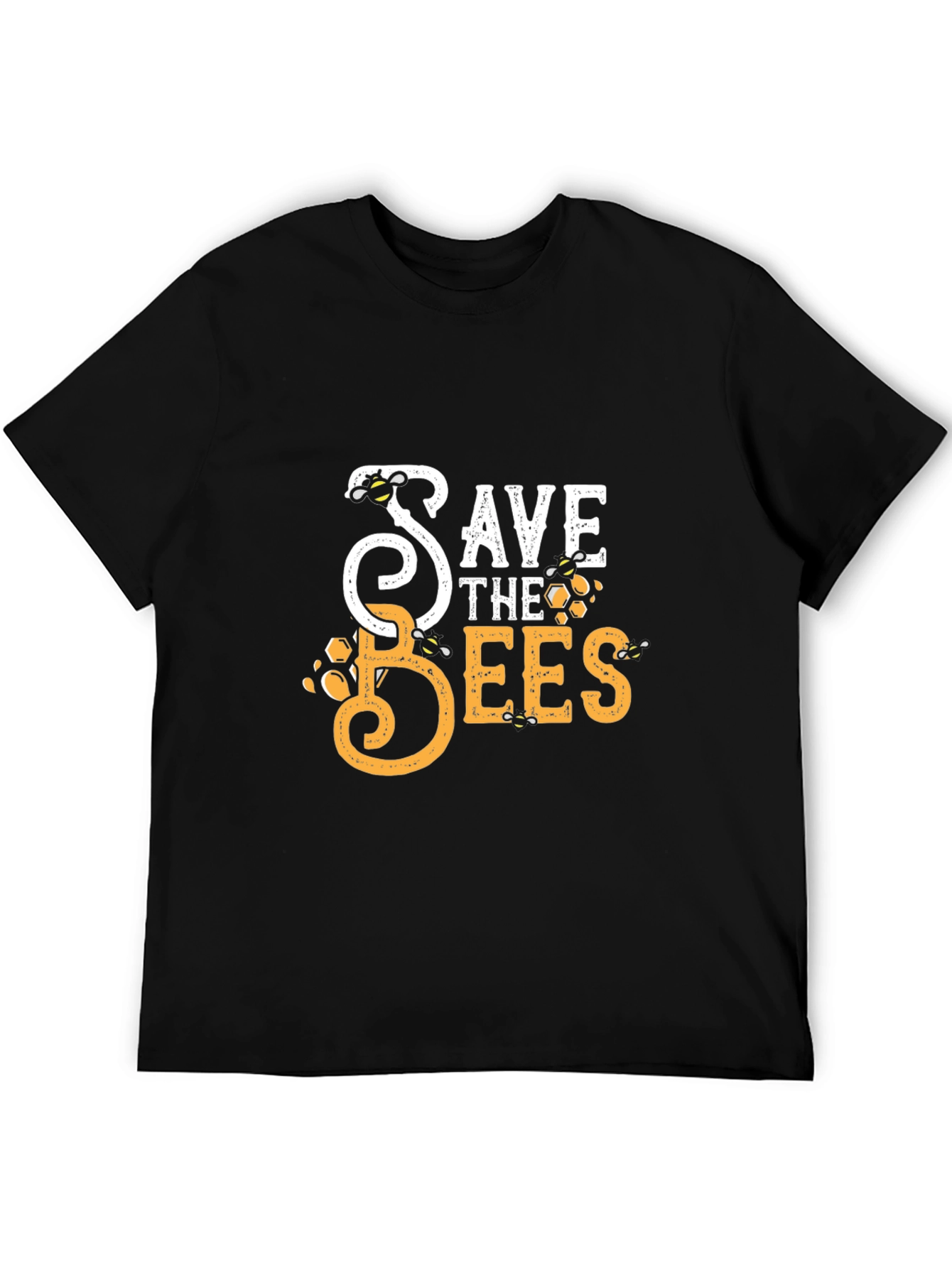 Save the Bees Graphic Tee - Black Cotton T-Shirt