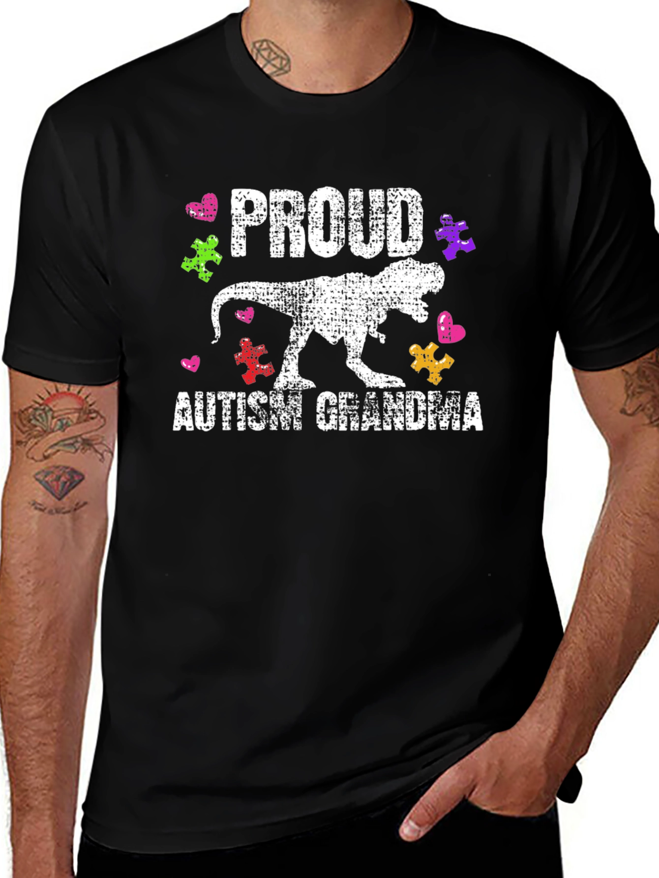 Proud Autism Grandma T-Rex T-Shirt