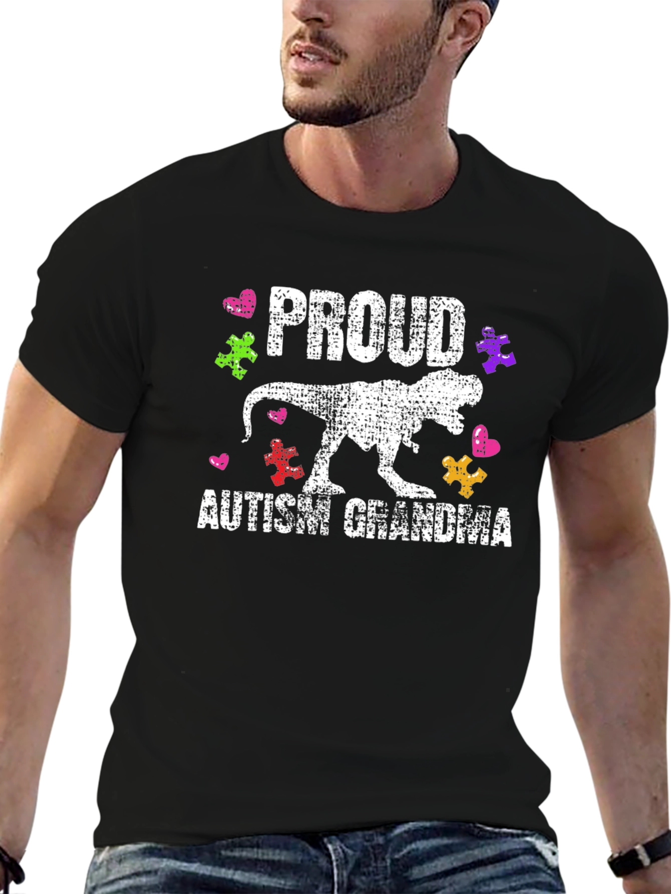 Proud Autism Grandma T-Rex T-Shirt