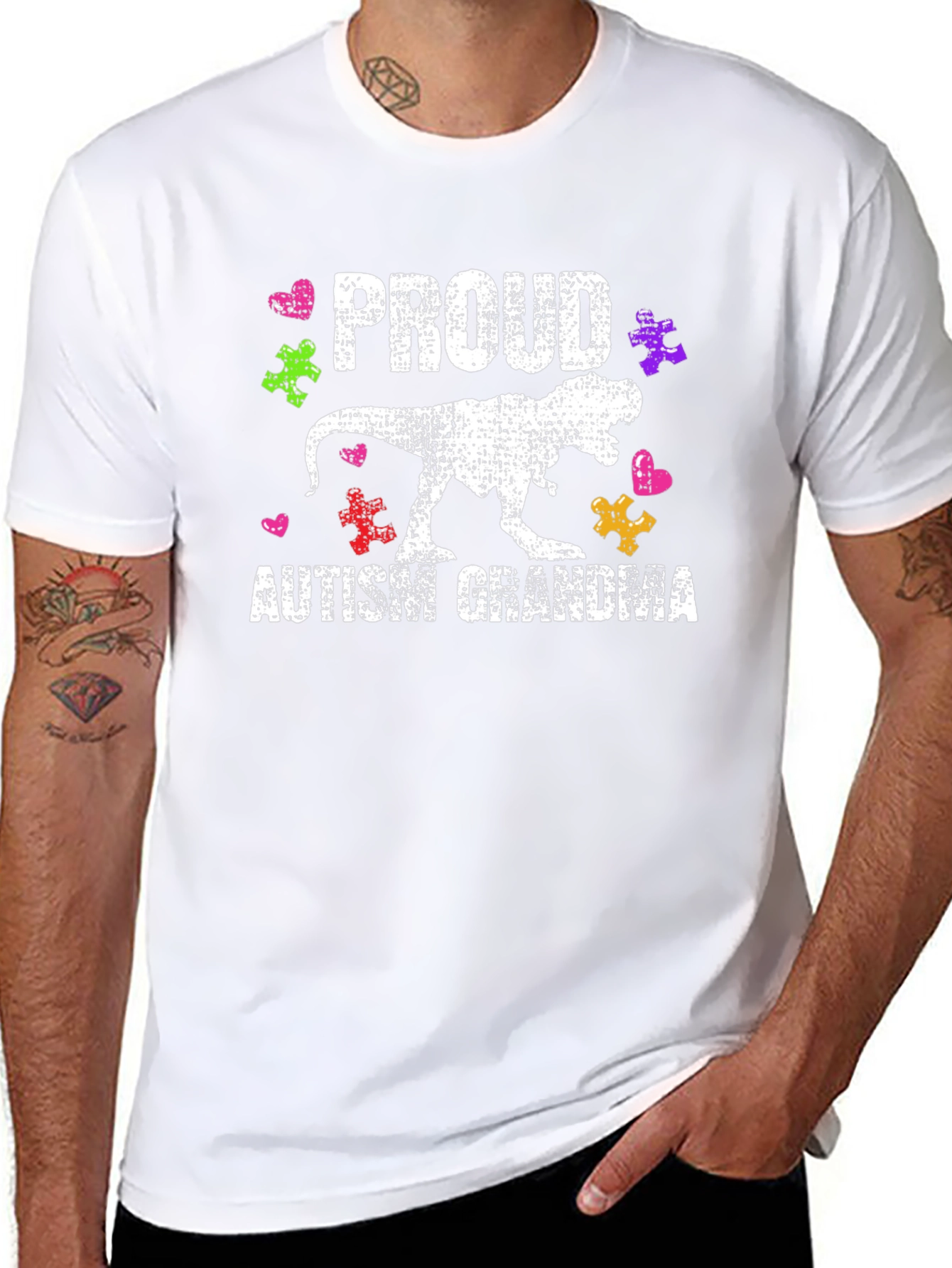 Proud Autism Grandma T-Rex T-Shirt