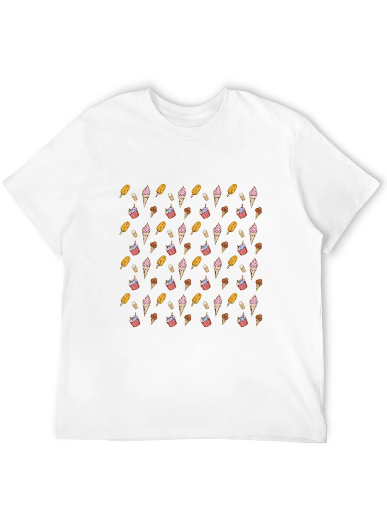 Novelty Ice Cream Pattern Black T-Shirt