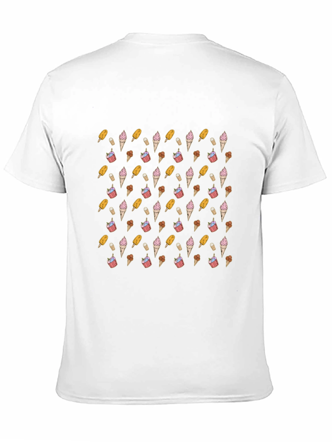 Novelty Ice Cream Pattern Black T-Shirt