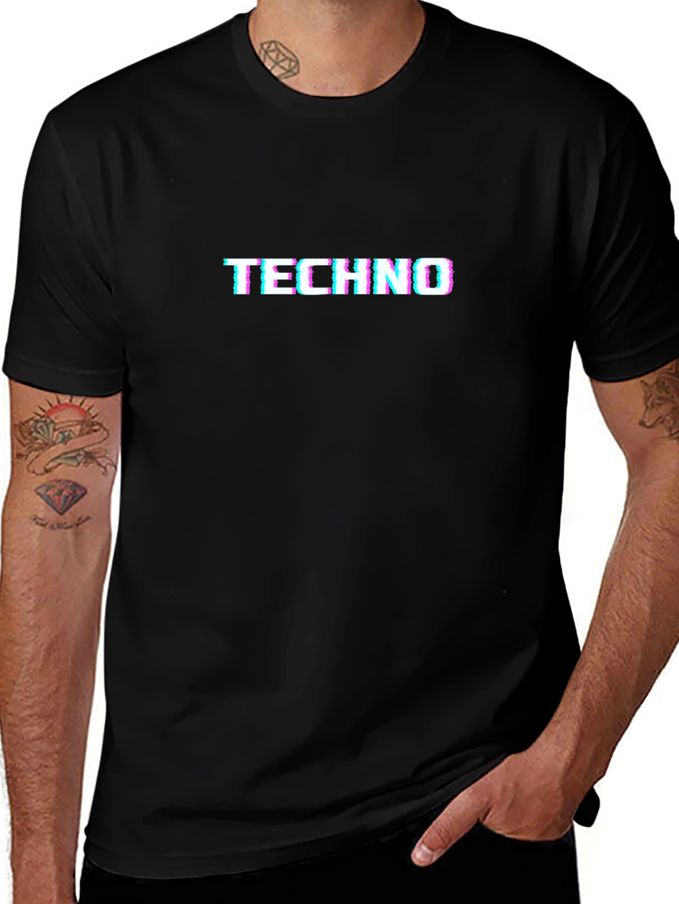 Techno Glitch Black T-Shirt - EDM Rave Wear