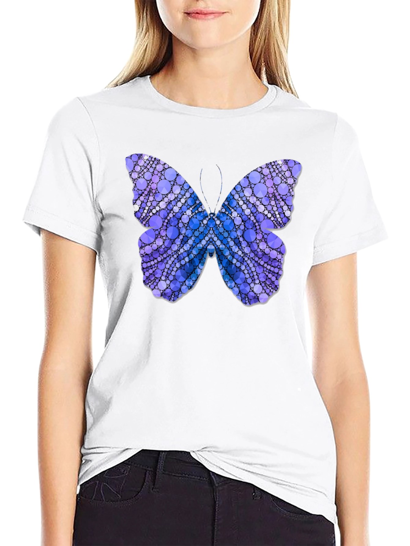 Butterfly Circle Pattern T-Shirt - Black
