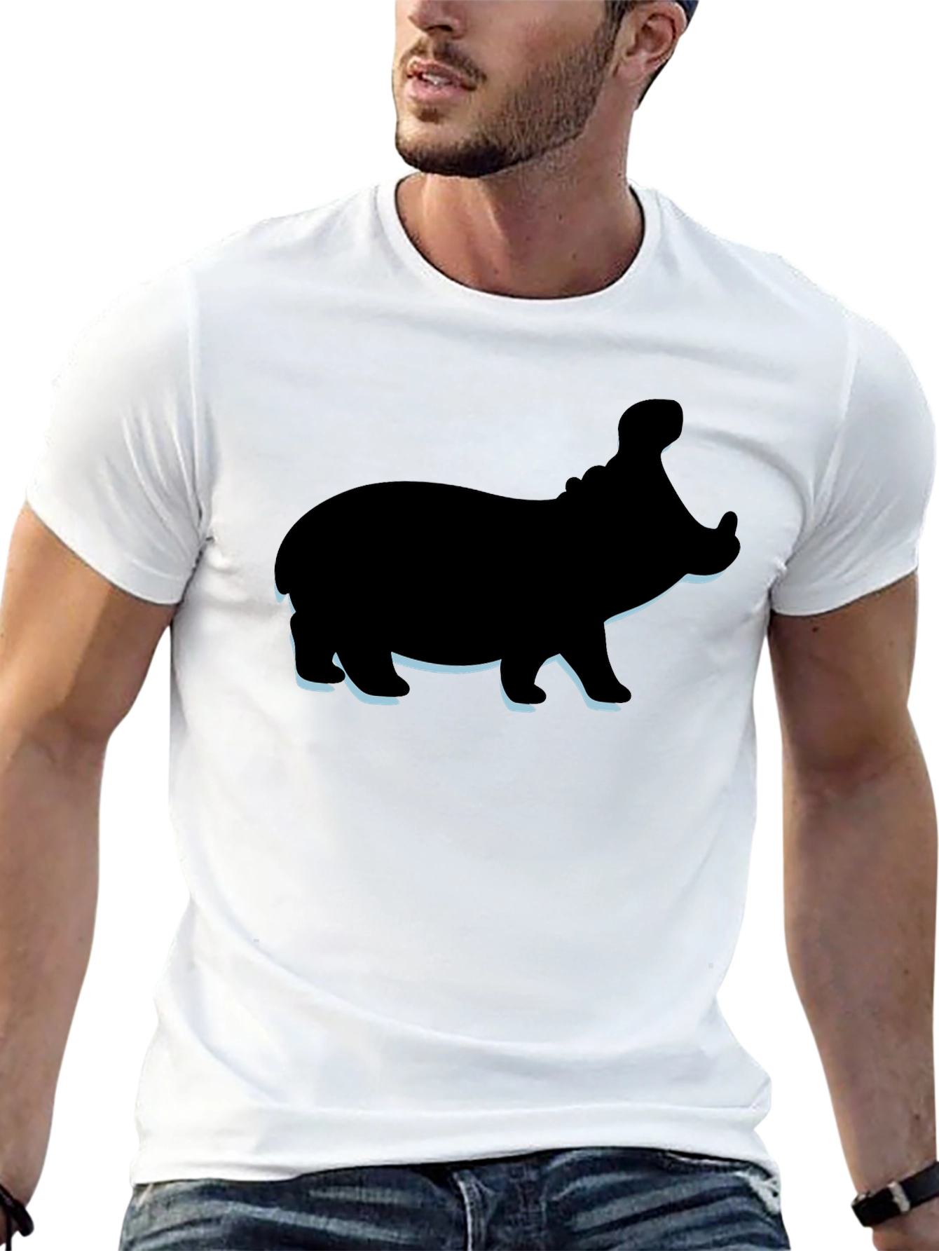 Hippo Graphic Tee - Black Cotton Casual T-Shirt