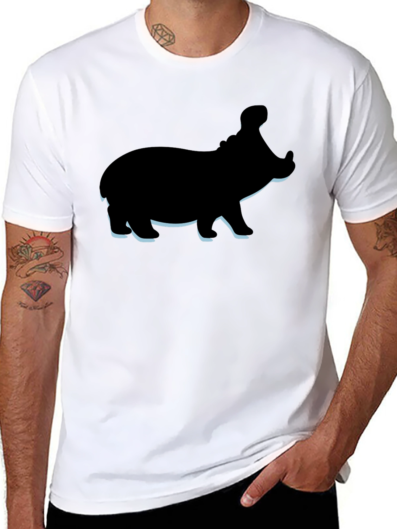 Hippo Graphic Tee - Black Cotton Casual T-Shirt