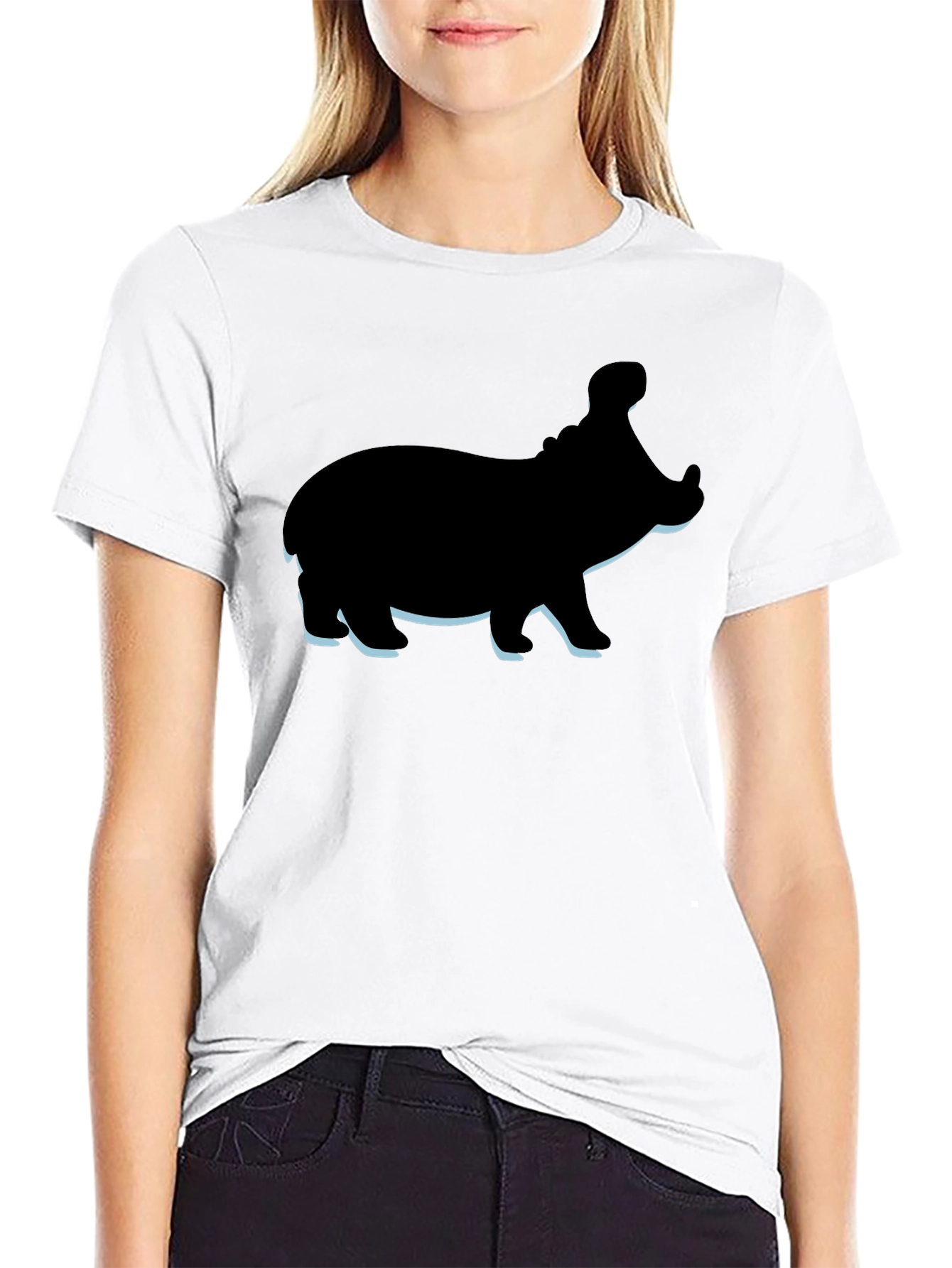 Hippo Graphic Tee - Black Cotton Casual T-Shirt