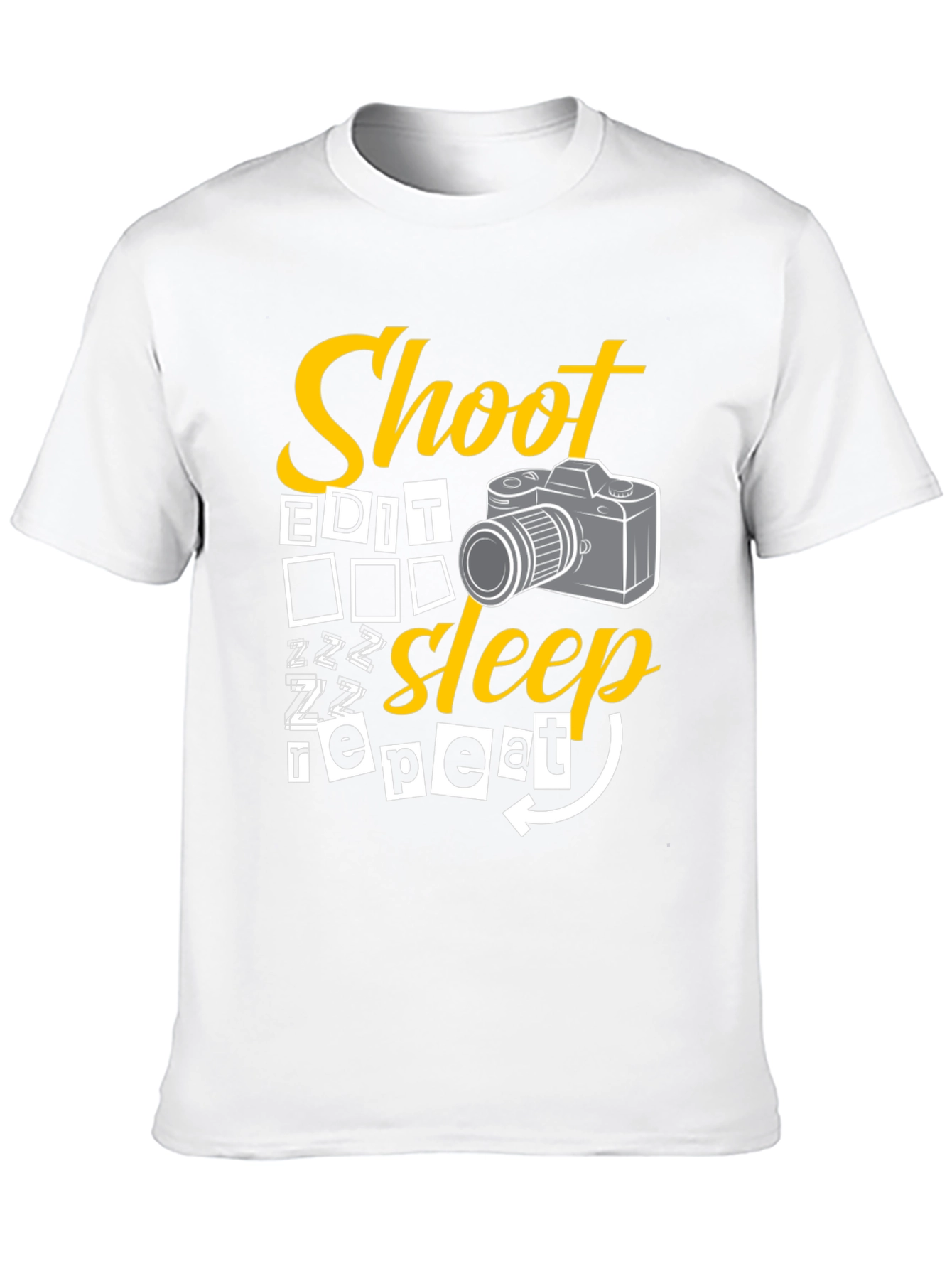 Shoot Edit Sleep Repeat Black Graphic T-Shirt