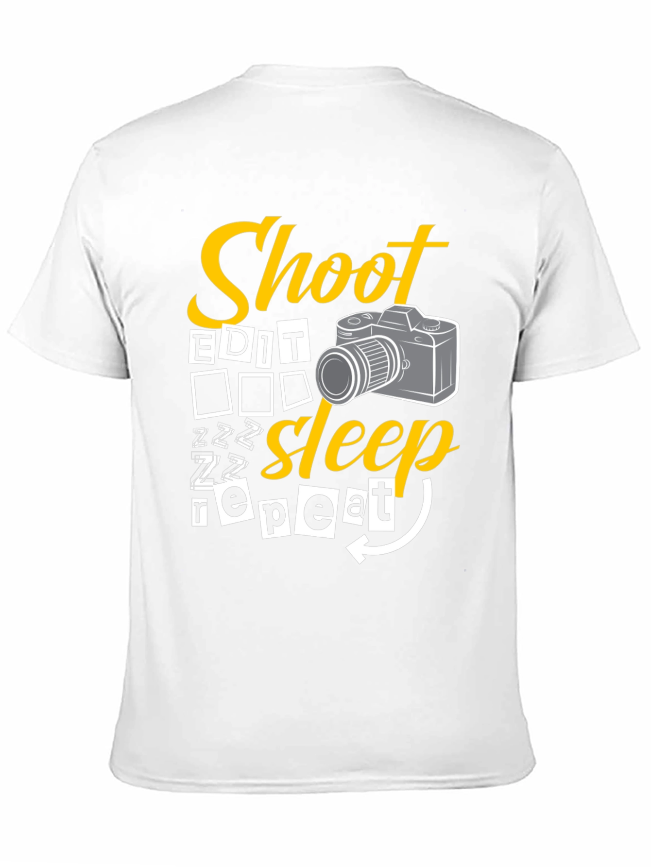 Shoot Edit Sleep Repeat Black Graphic T-Shirt