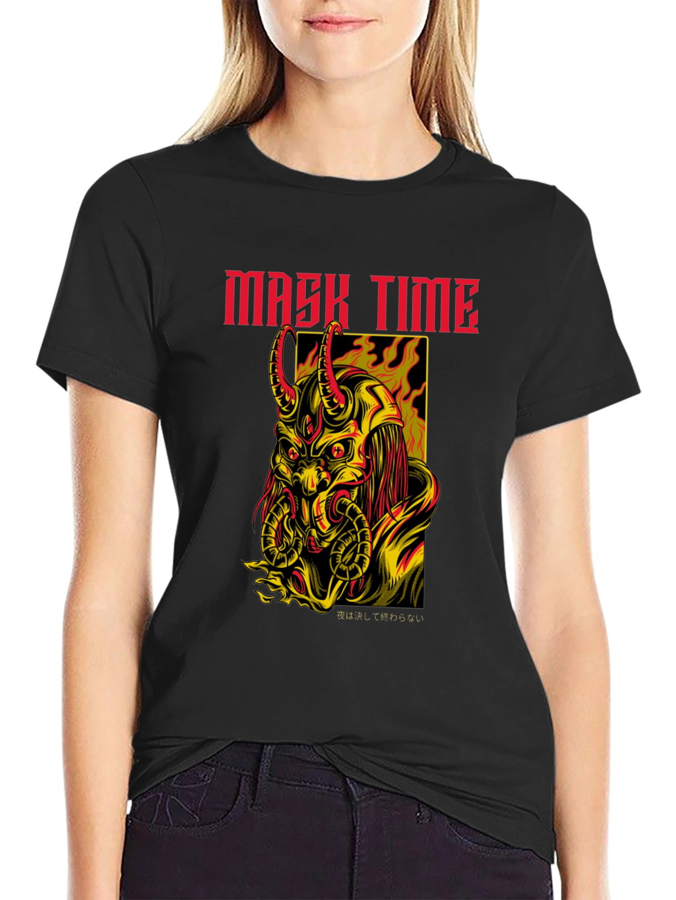 Mask Time Graphic Tee - Dark Aesthetic
