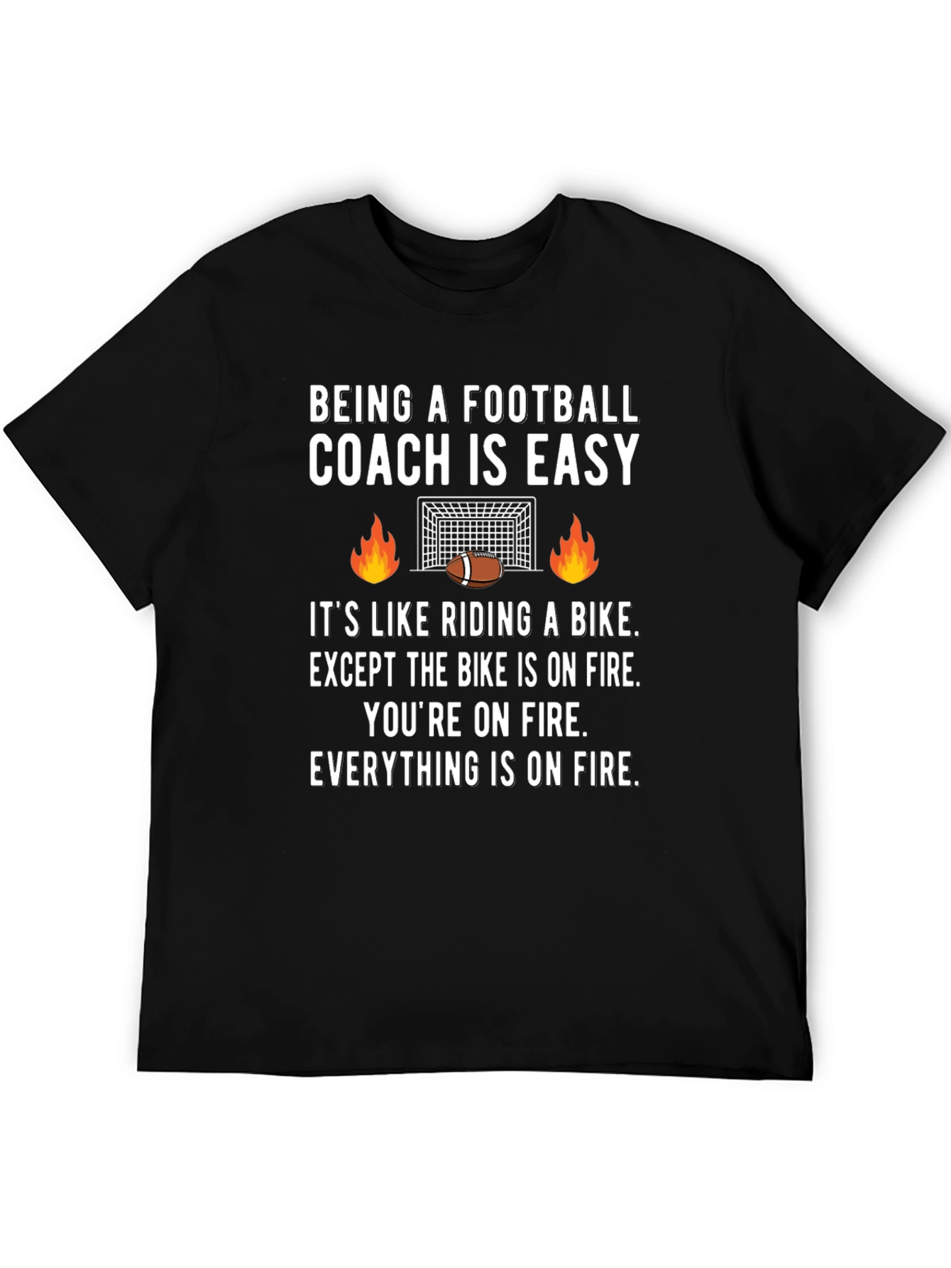 Football Coach On Fire Graphic Tee - Funny Gift