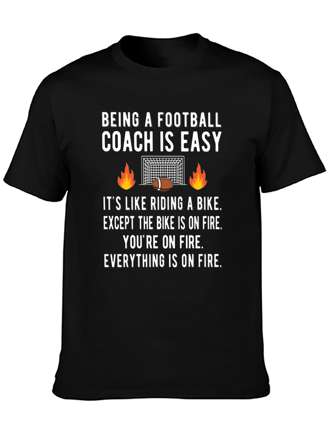 Football Coach On Fire Graphic Tee - Funny Gift