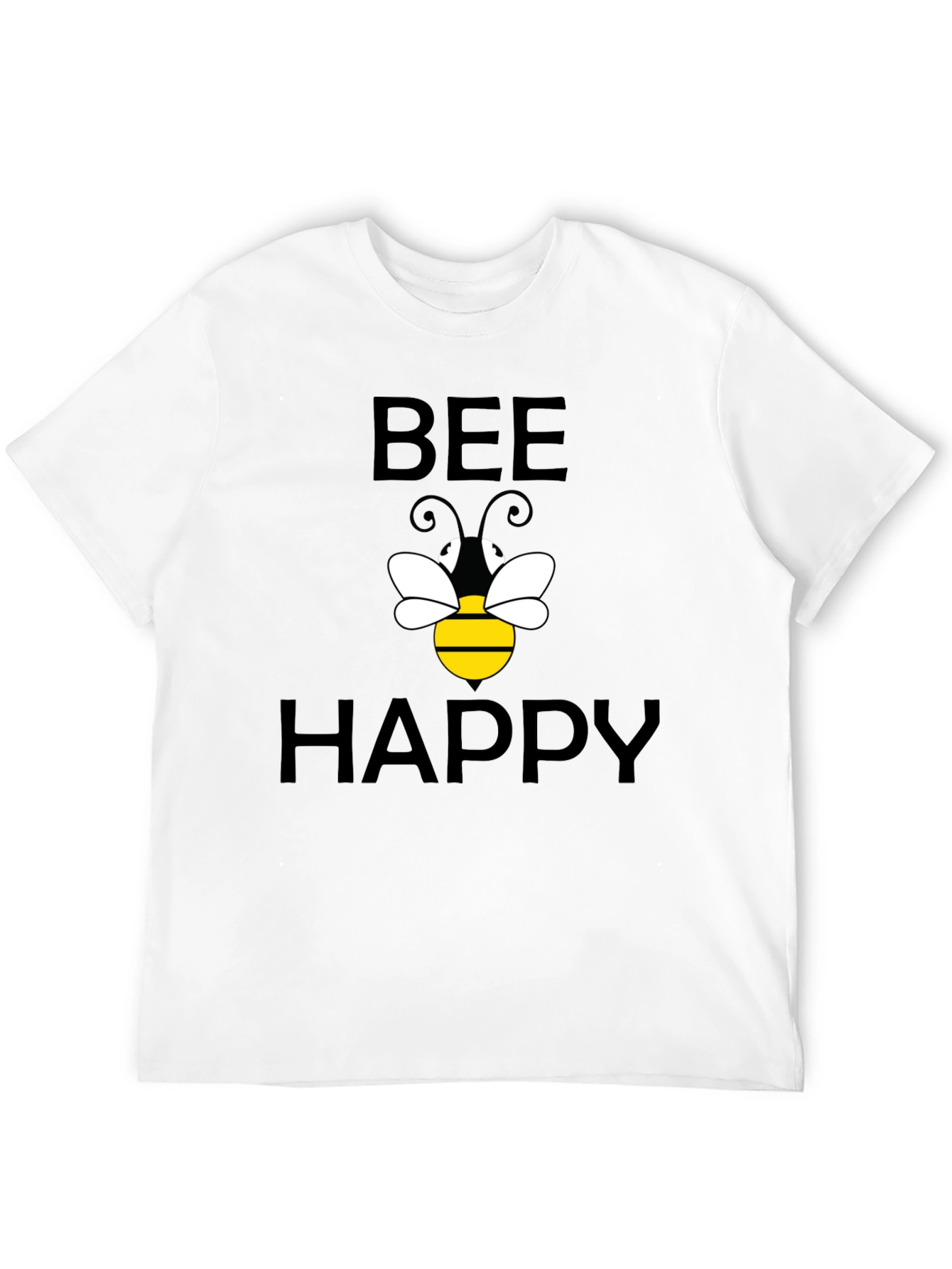 Bee Happy Graphic T-Shirt - Black Cotton
