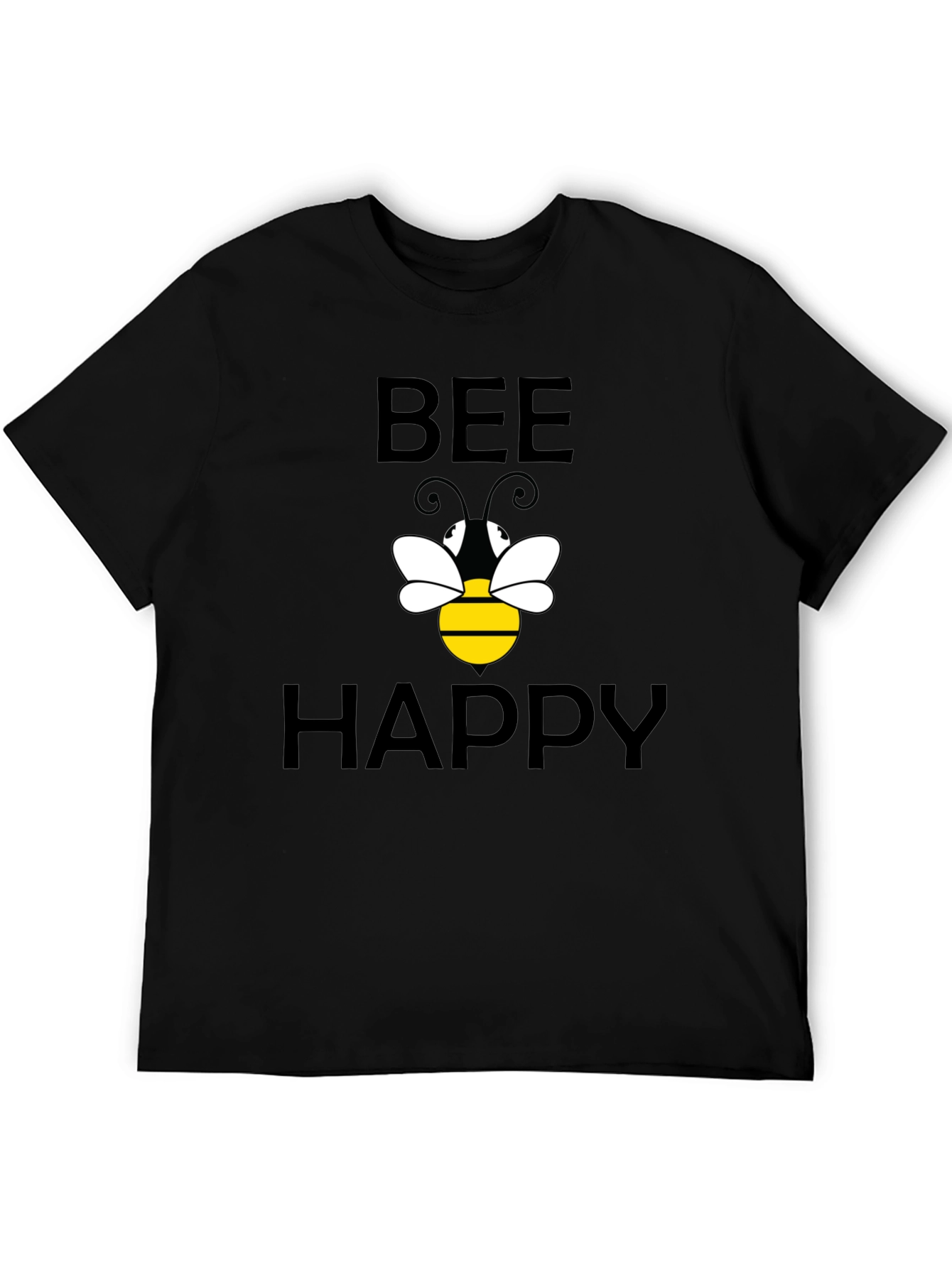 Bee Happy Graphic T-Shirt - Black Cotton
