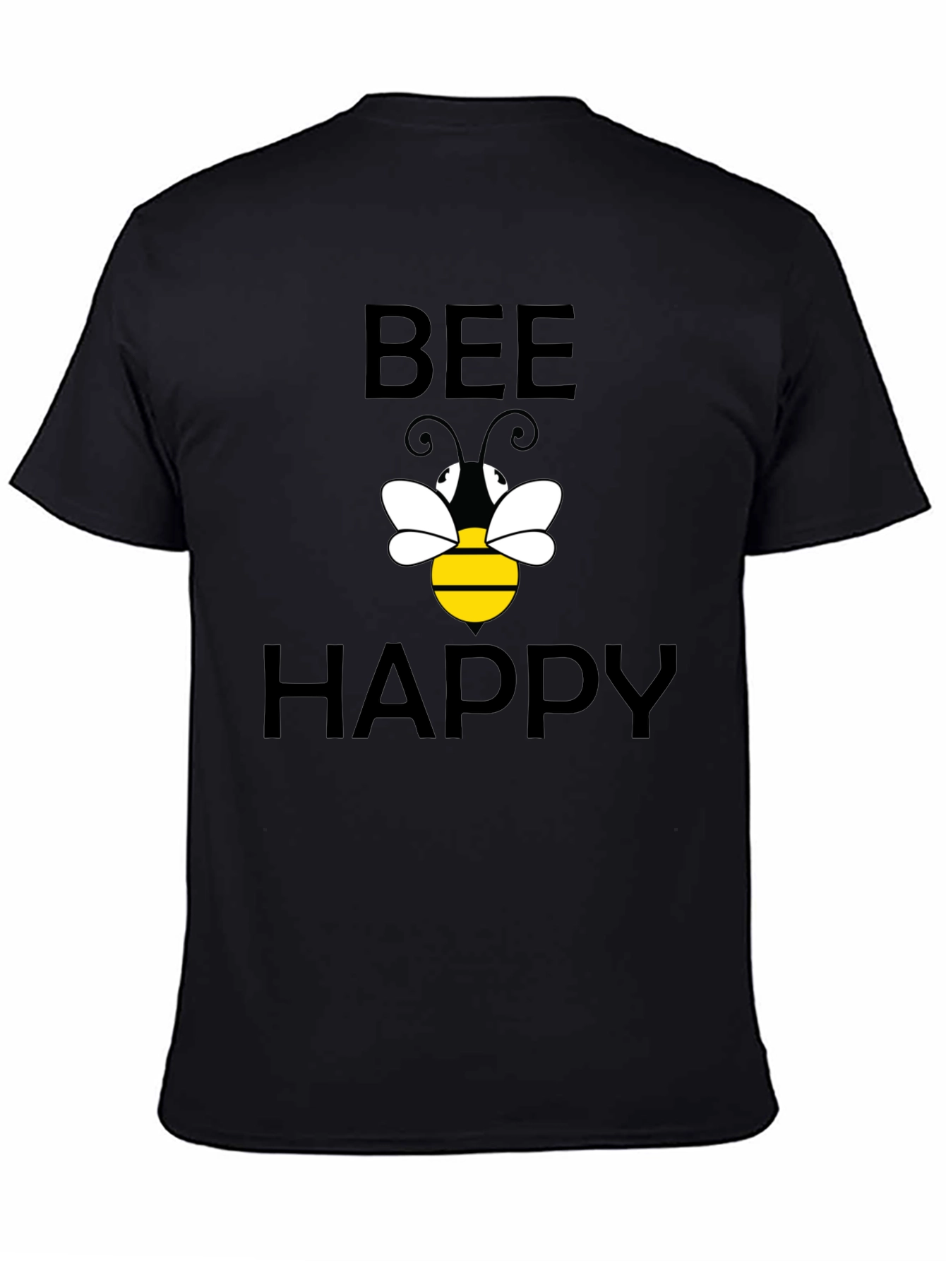 Bee Happy Graphic T-Shirt - Black Cotton