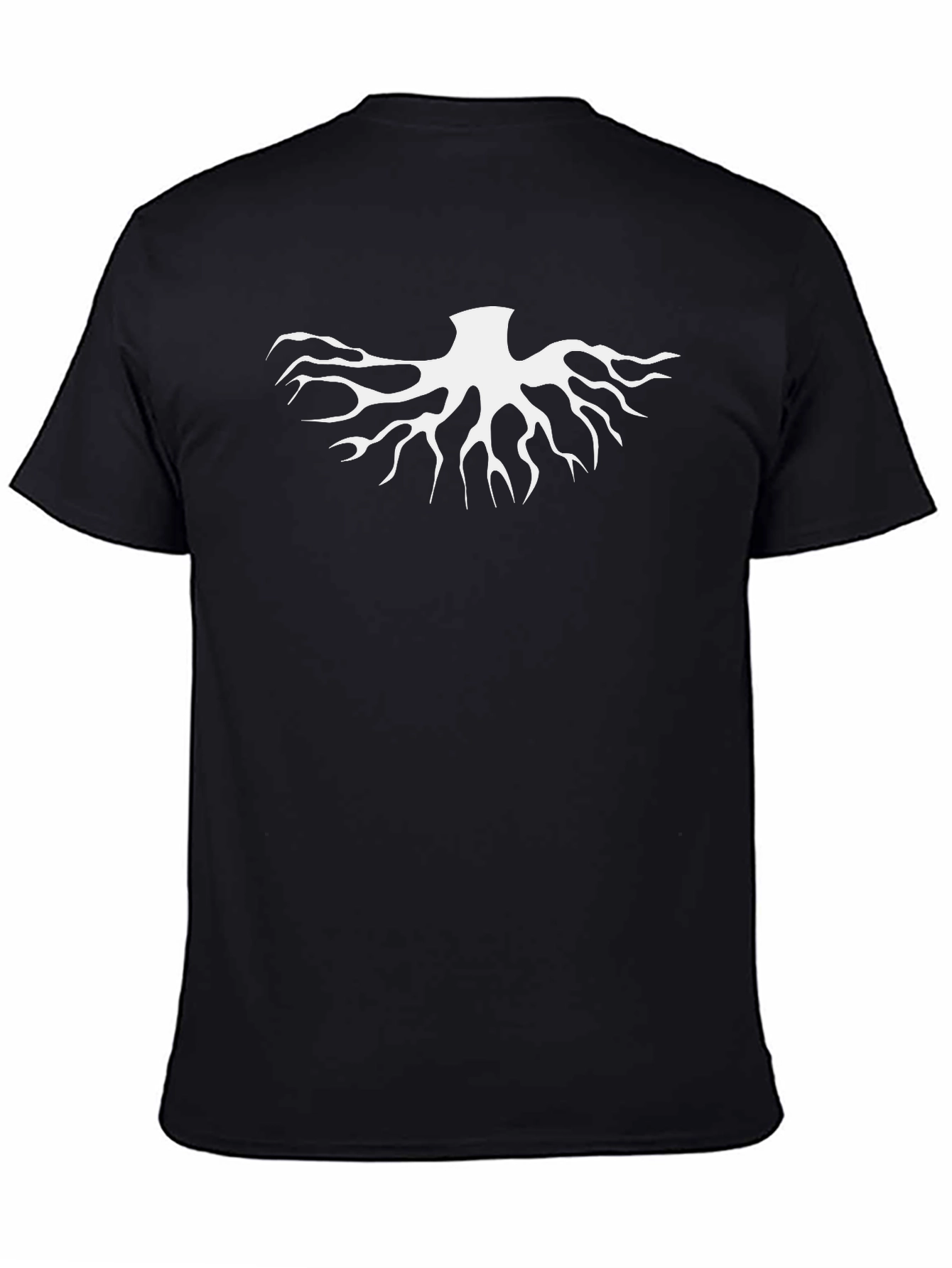 Mens Black T-Shirt with White Abstract Graphic