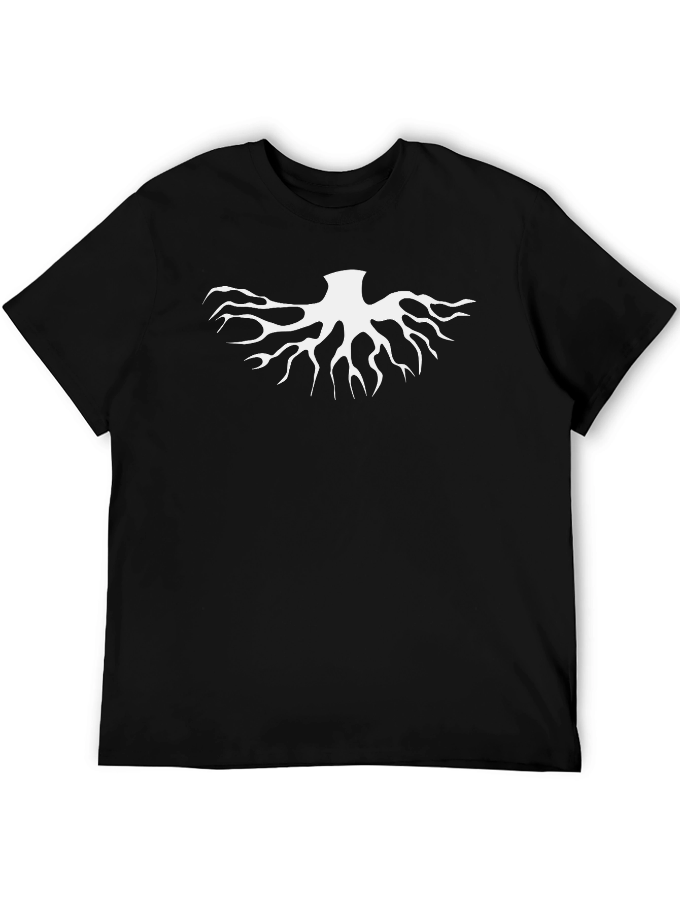 Mens Black T-Shirt with White Abstract Graphic