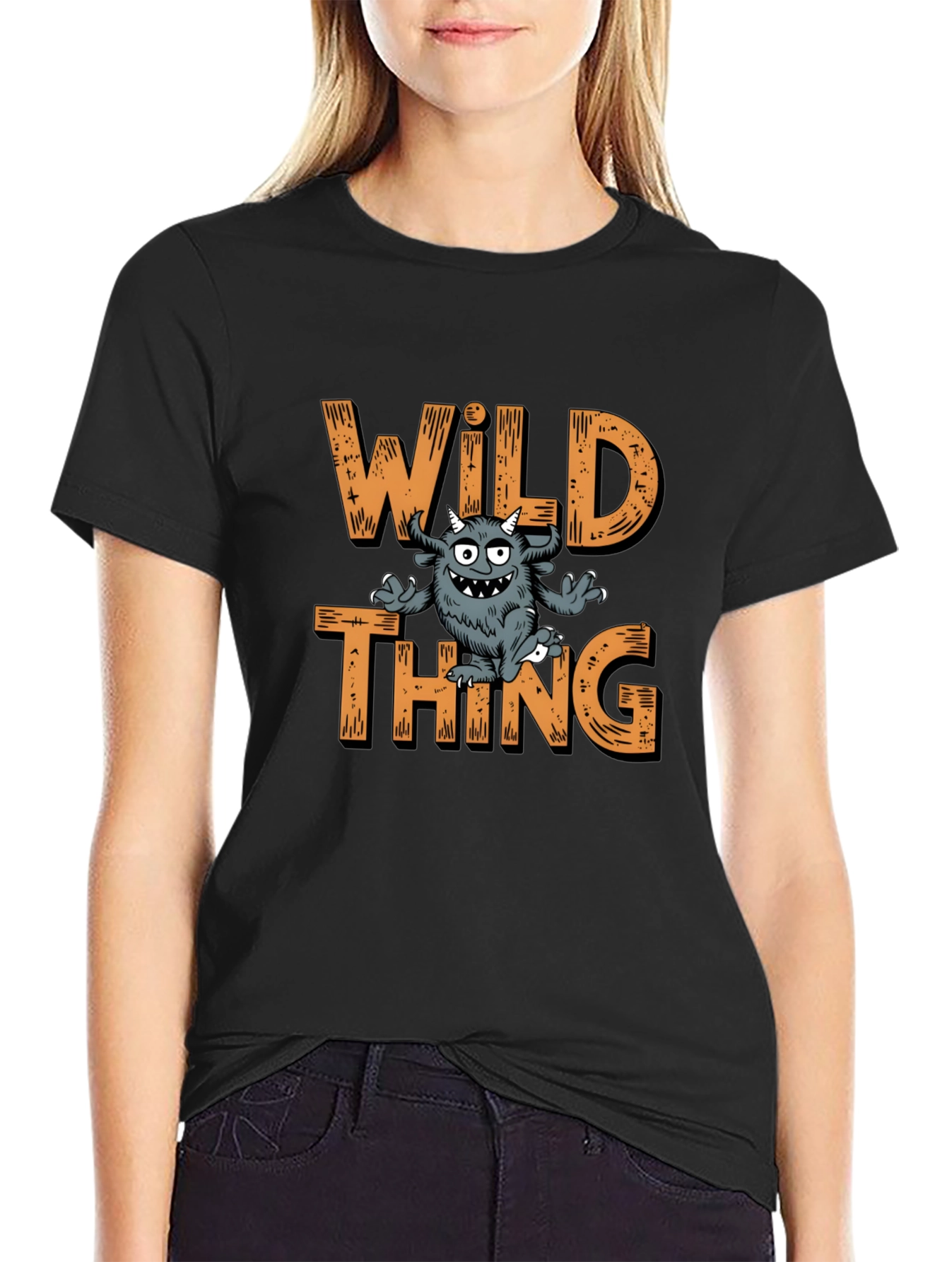 Wild Thing Graphic Print Black T-Shirt