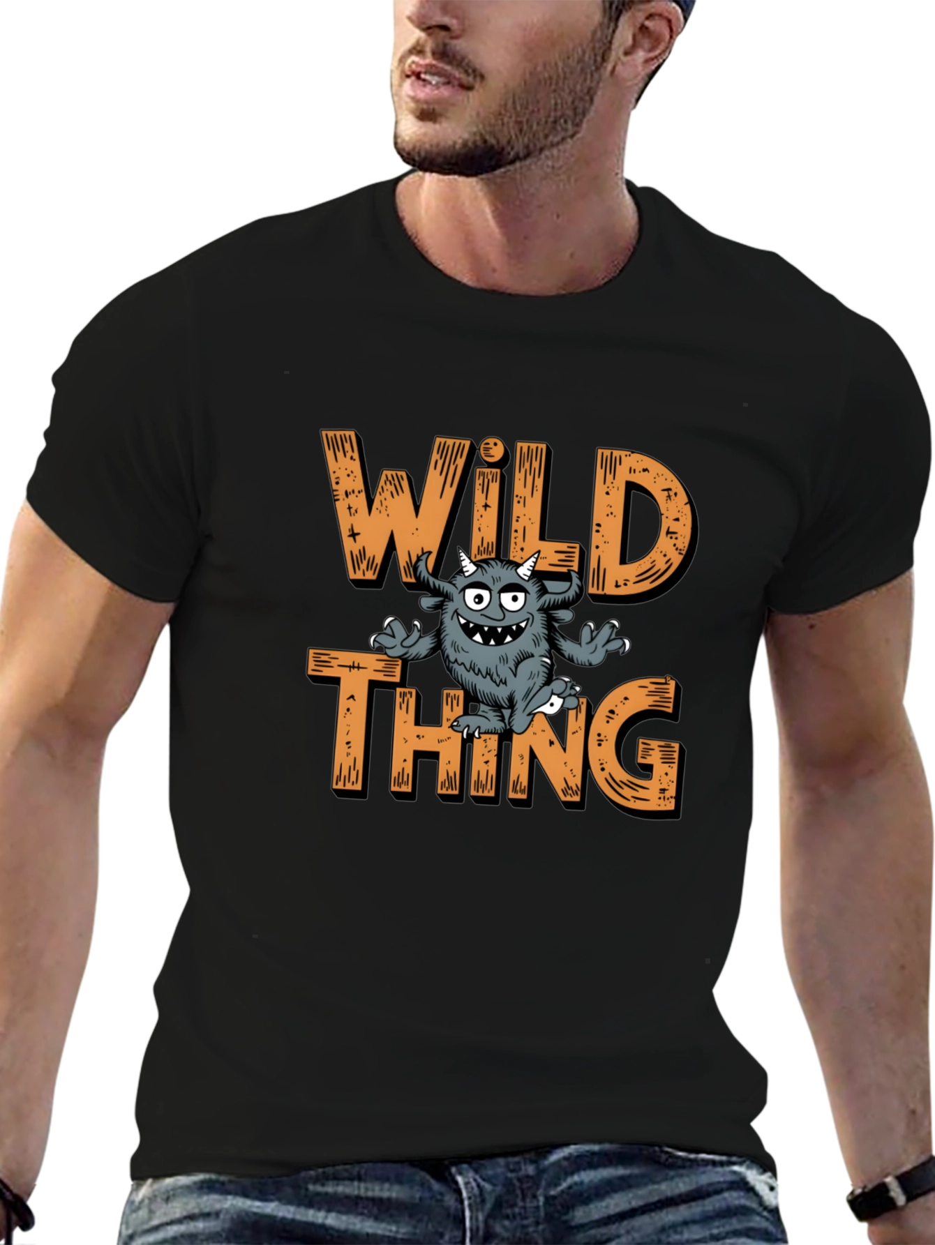 Wild Thing Graphic Print Black T-Shirt