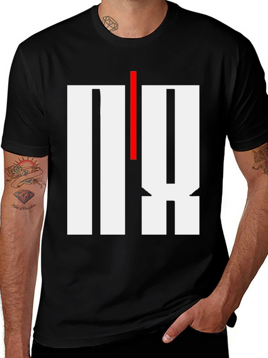 Bold Graphic Tee - White & Red Design on Black